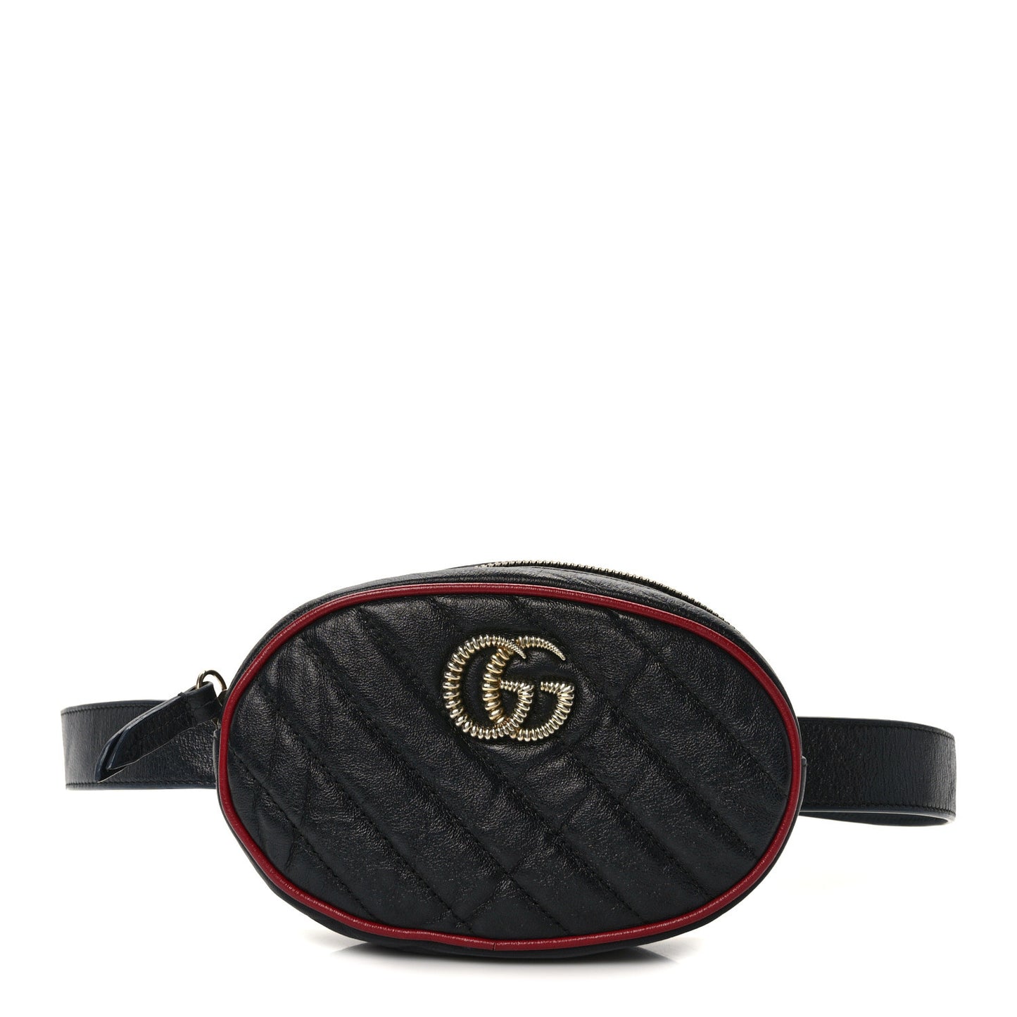 Azalea Calfskin Matelasse Diagonal Torchon GG Marmont Belt Bag 85 34 Black Romantic Cerise