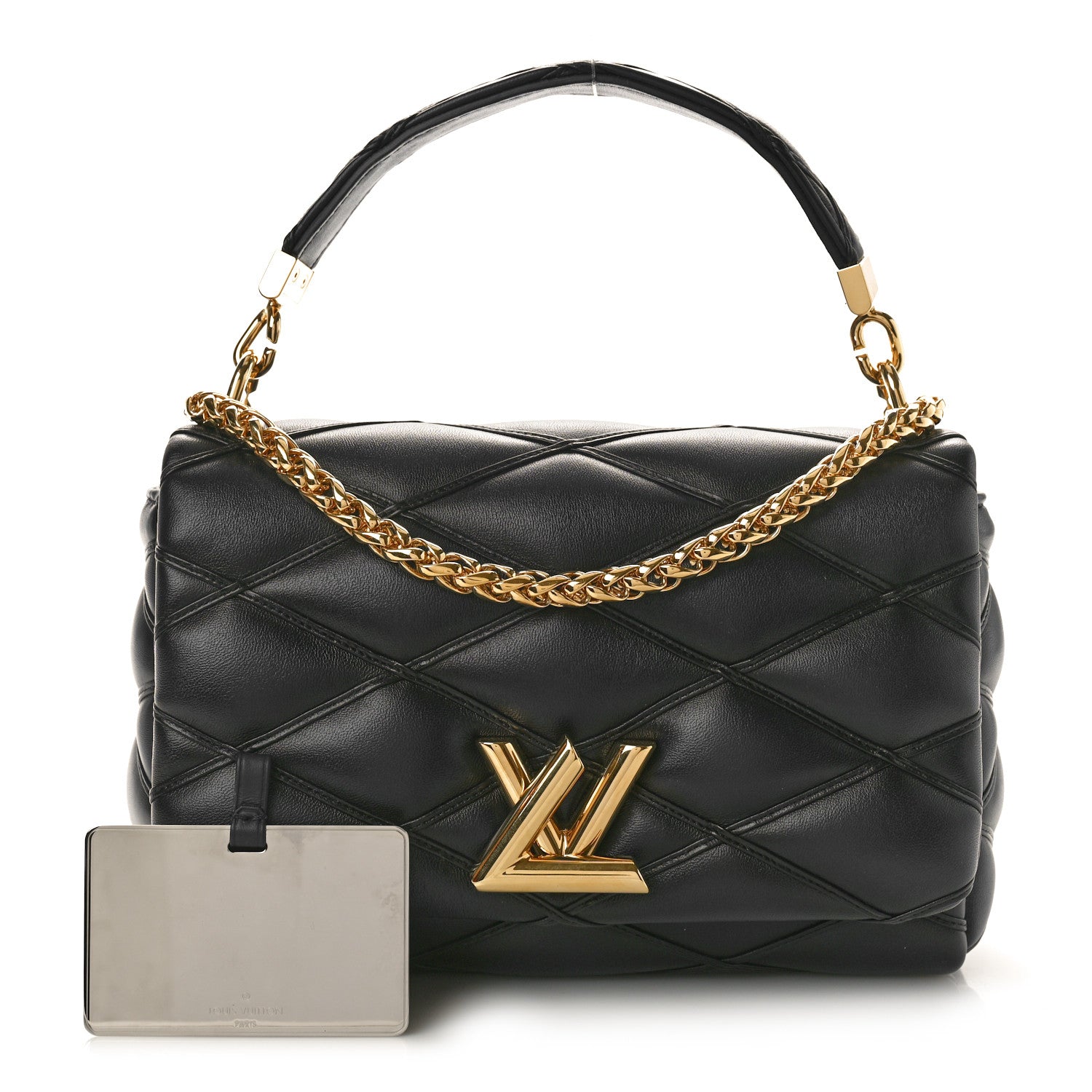 Louis Vuitton Lambskin Malletage Top Handle GO-14 MM Bleu Marine 2 of 10