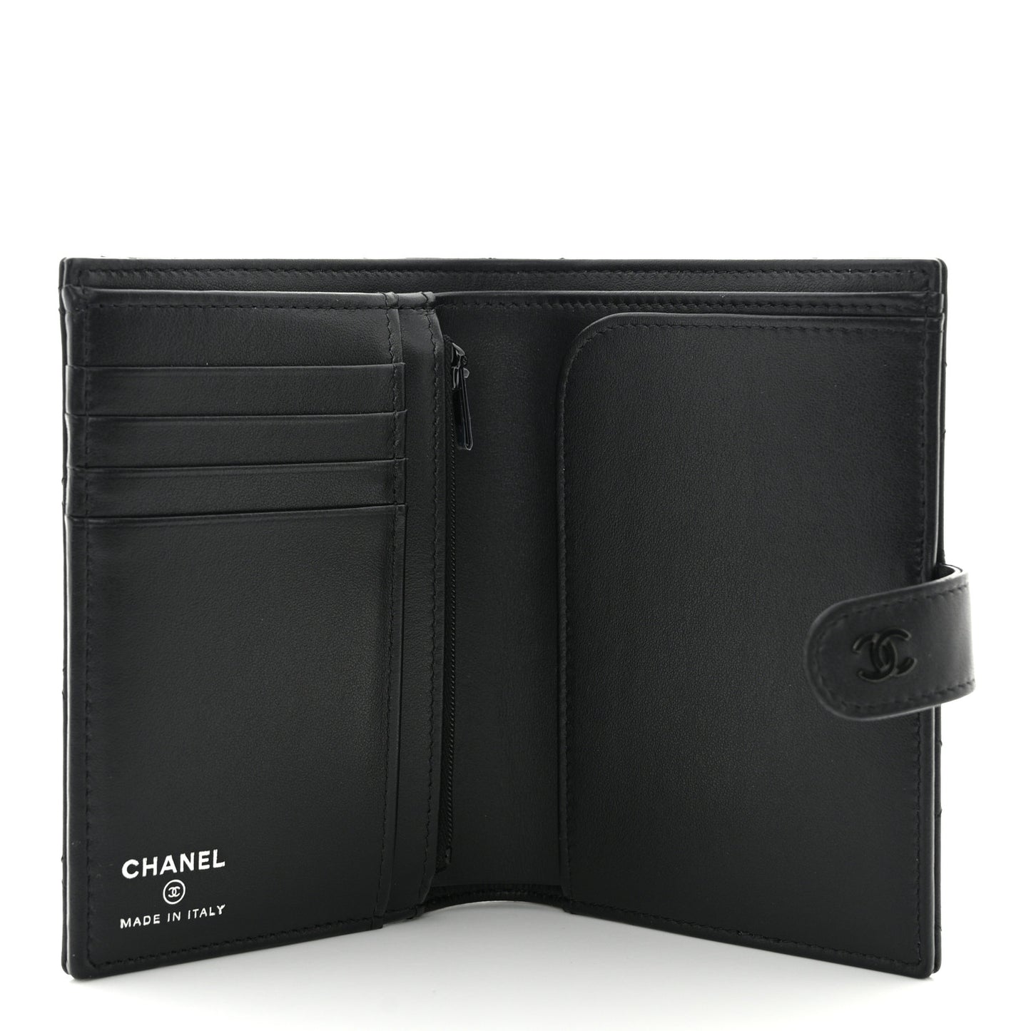 Grained Calfskin Quilted passport Holder Wallet So Black