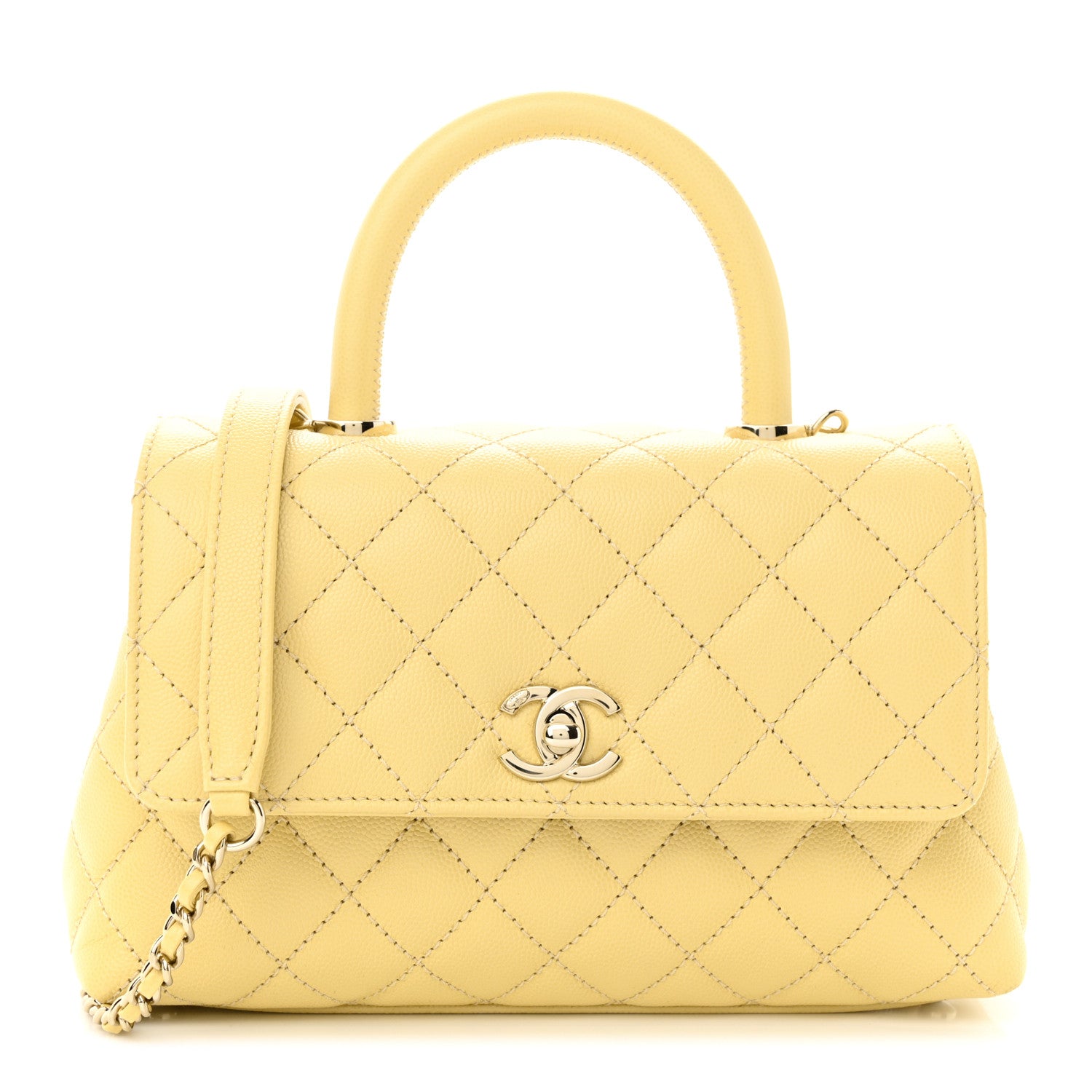 Chanel Caviar Quilted Mini Coco Handle Flap Yellow 1 of 10