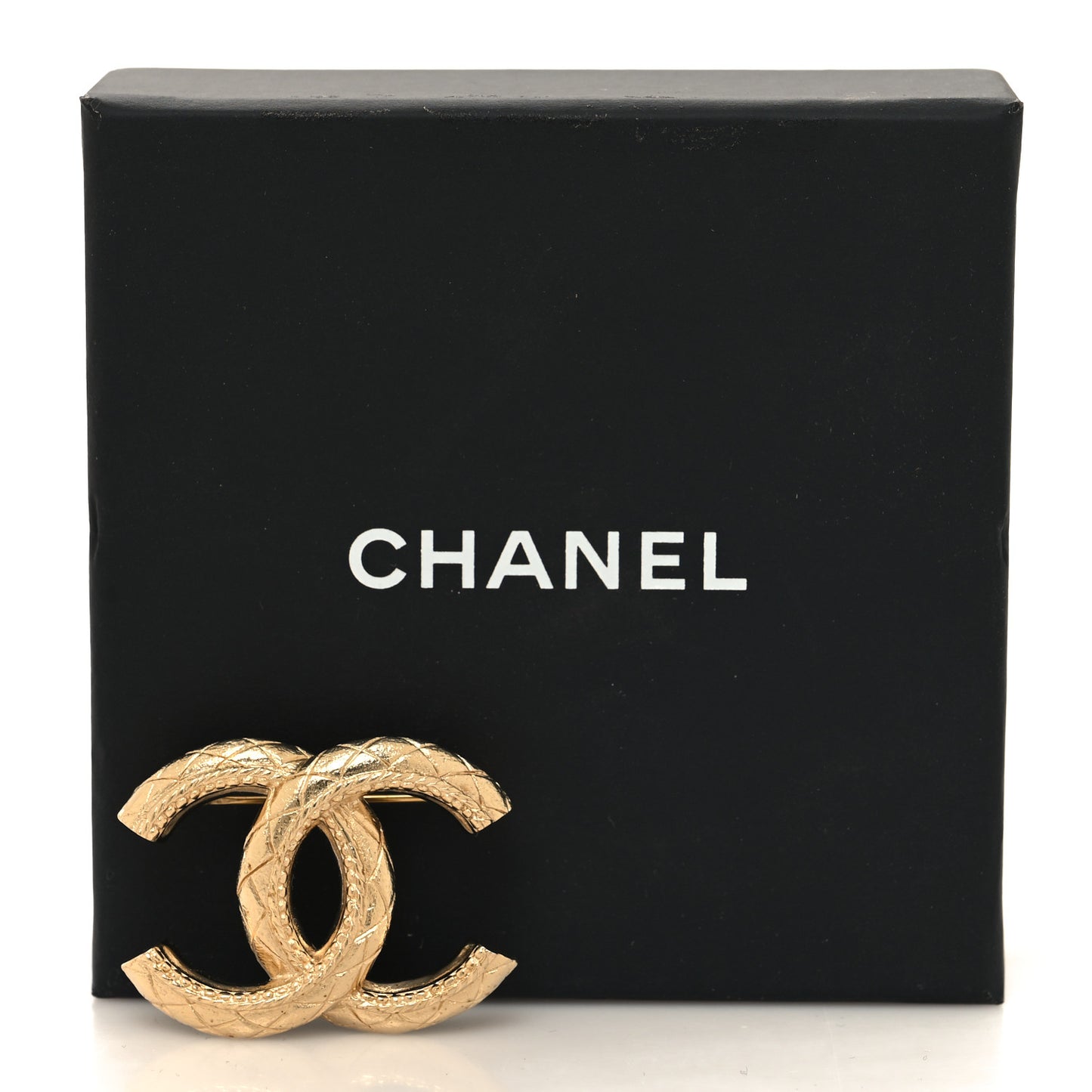 Metal CC Quilted Brooch Light Gold