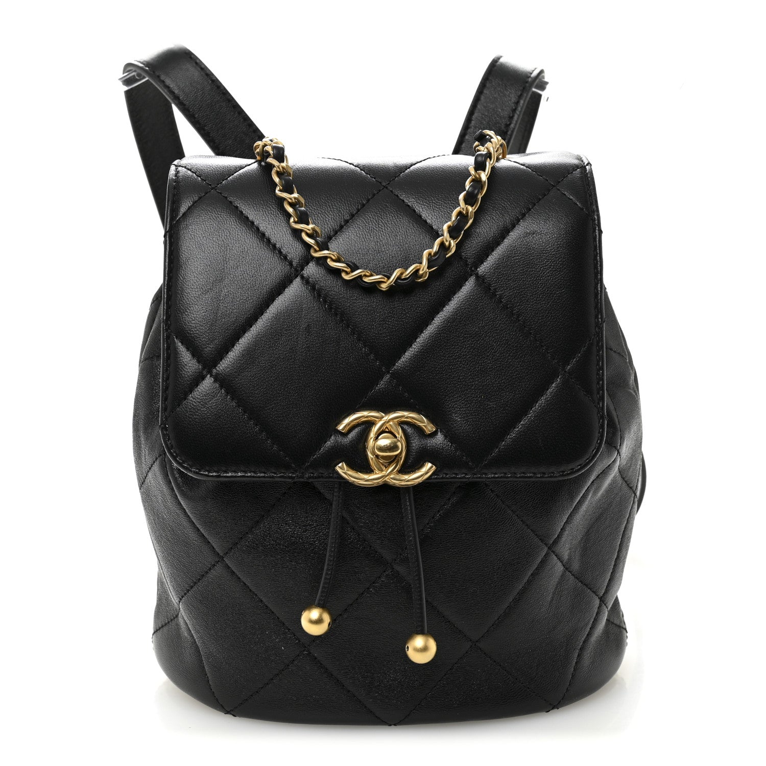Chanel Lambskin Quilted Logo Mini Backpack Black 1868771