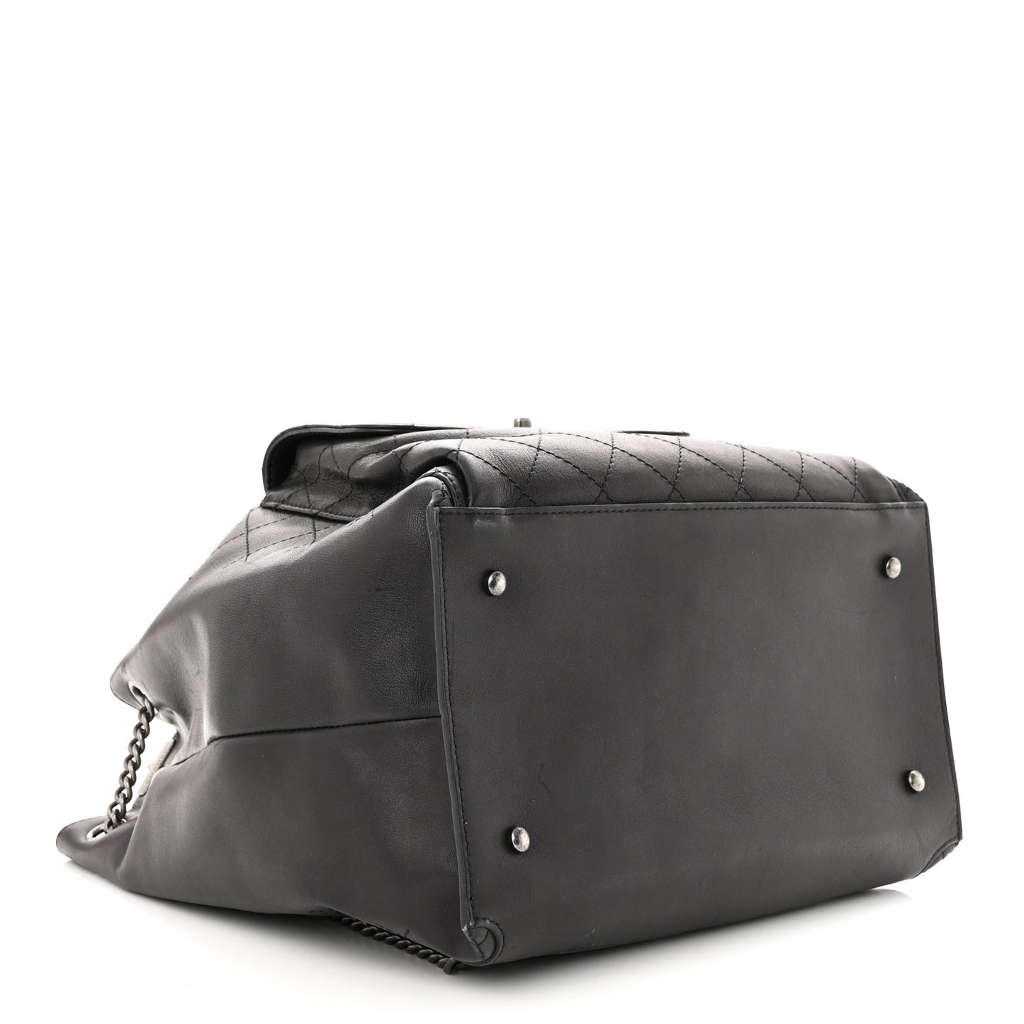 Calfskin Stitched Large Urban Luxury Drawstring Backpack Black