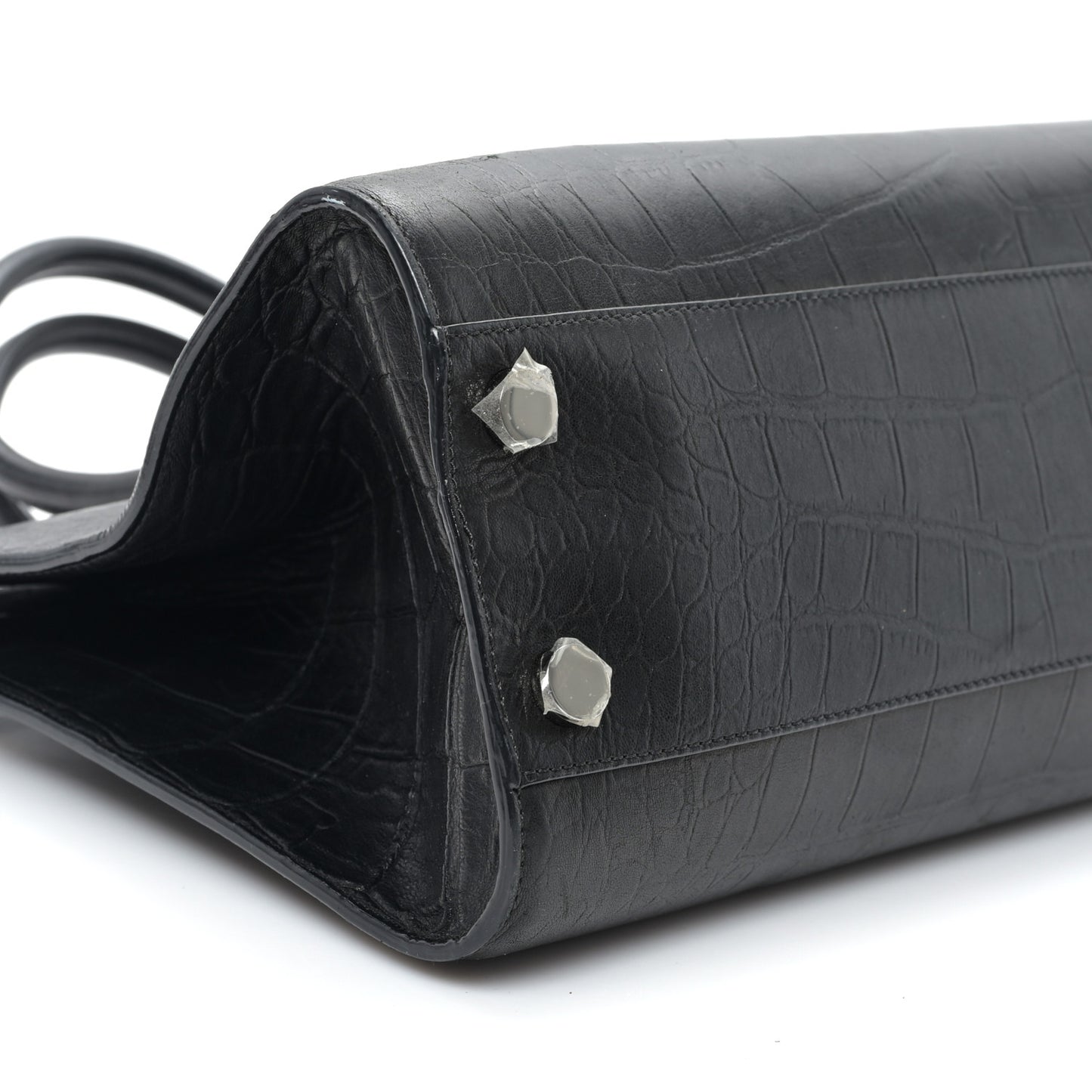 Crocodile Embossed Calfskin Riley Tote Black
