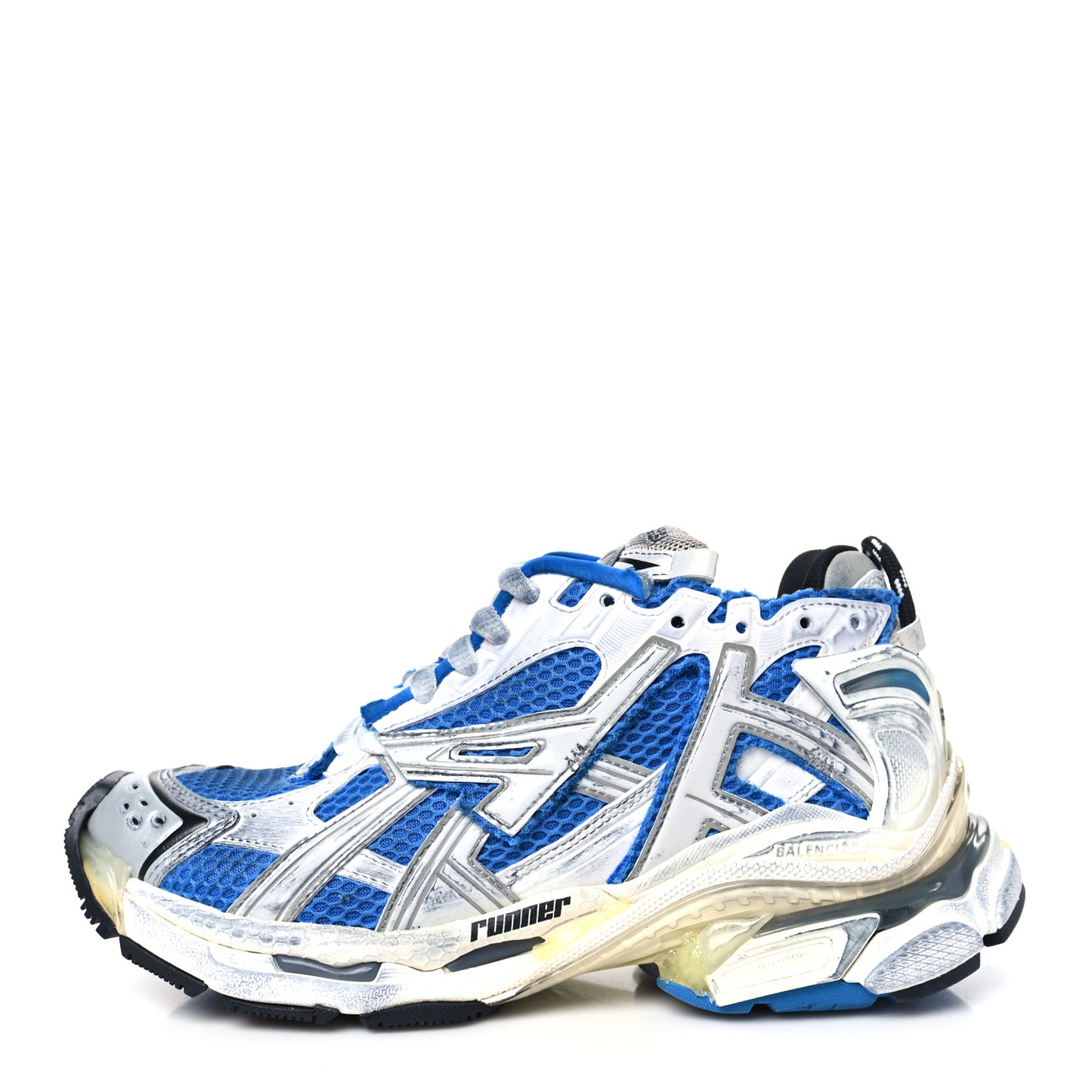 Mesh Rubber Distressed Womens Runner Sneakers 37 Navy White Black Grey