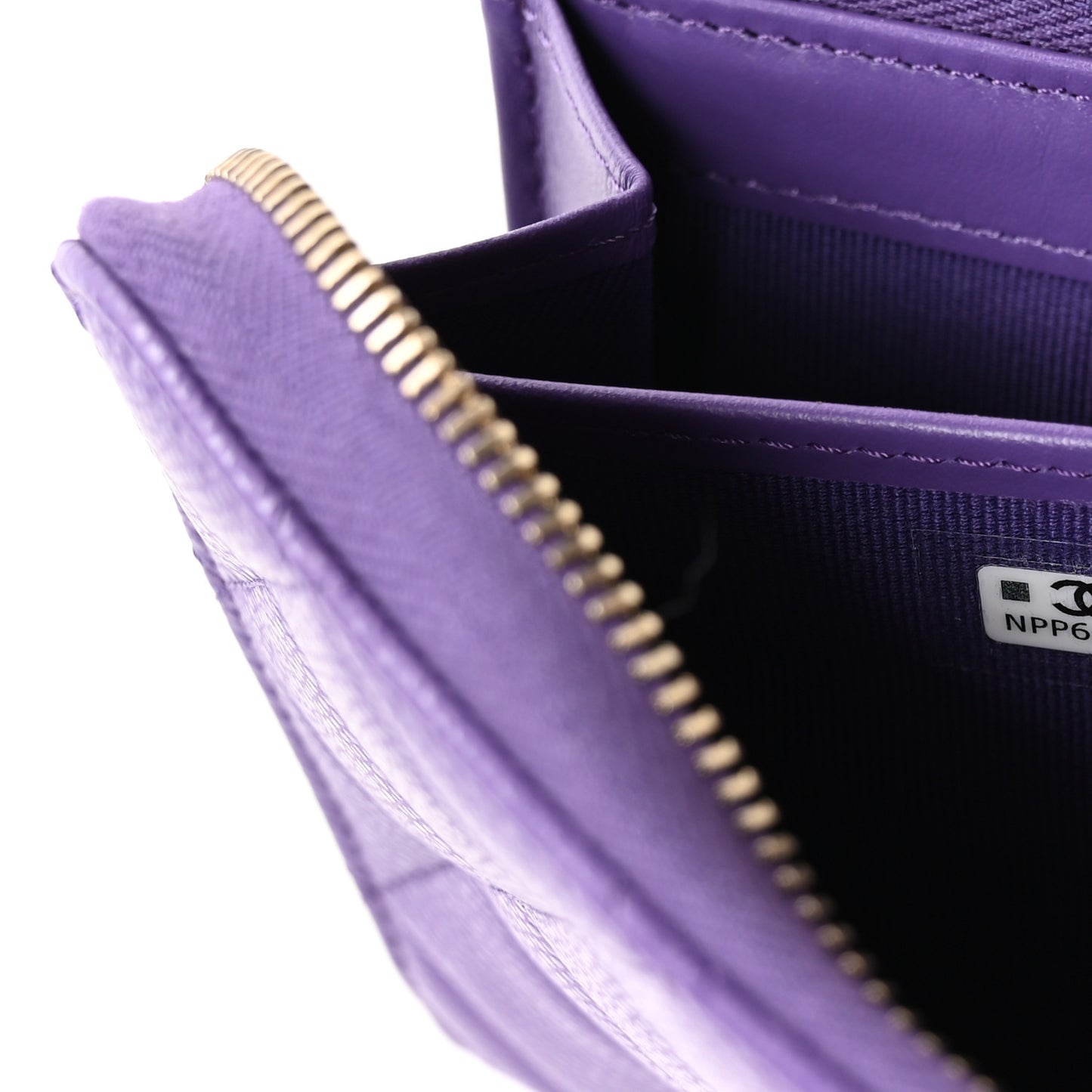 Caviar Quilted Large Gusset Zip Around Wallet Purple