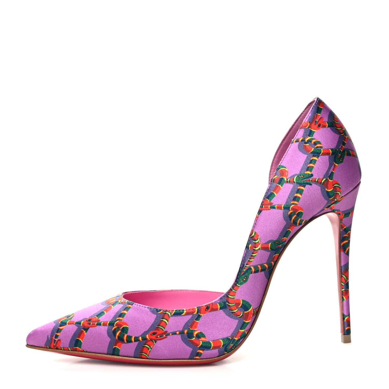 Christian Louboutin Satin Printed Iriza 100 Pumps 37 Gummy 1 of 8