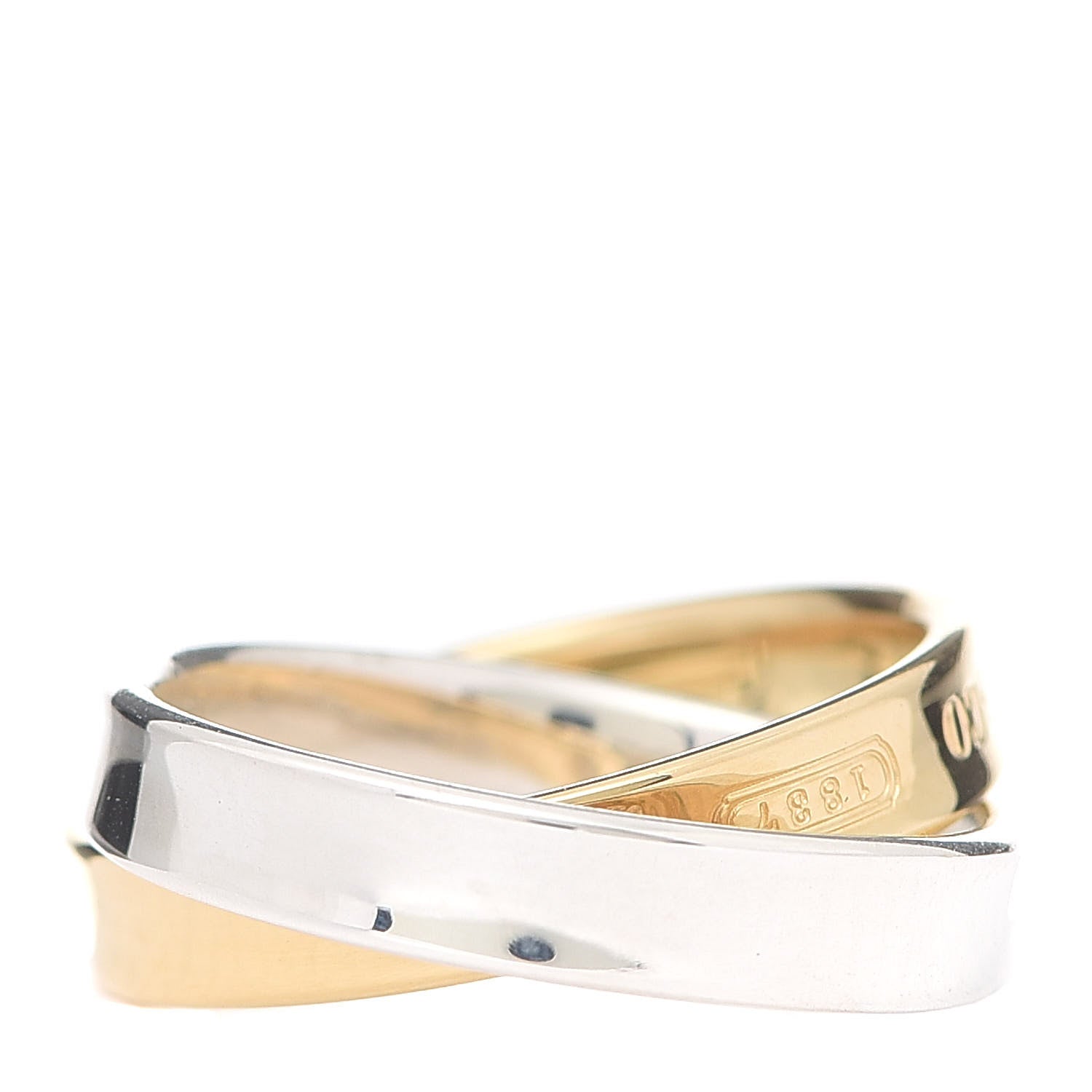 Tiffany Sterling Silver 18K Yellow Gold 1837 Interlocking Circles Ring 54 6.75 3 of 4