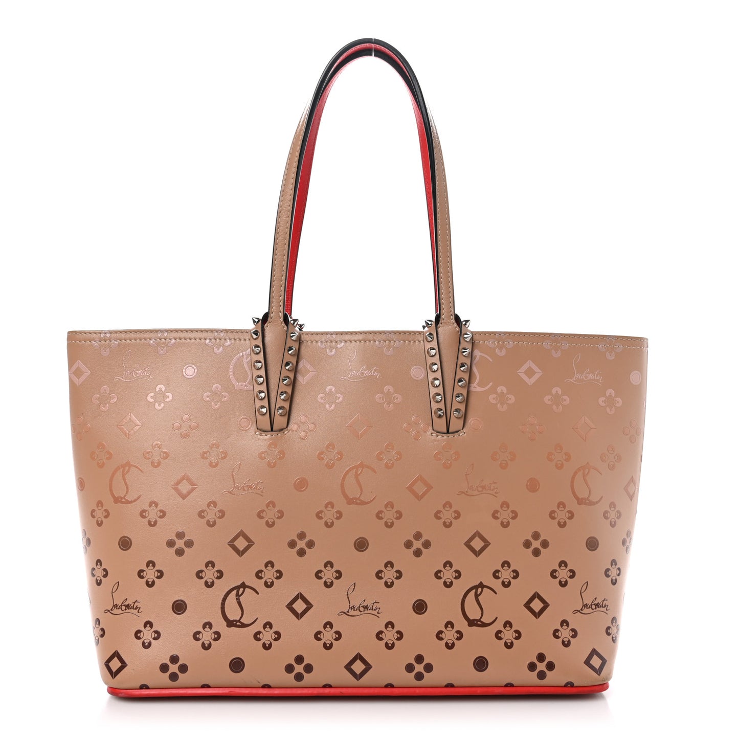 Calfskin Patent Degrade Loubinthesky East West Cabata Tote Nude