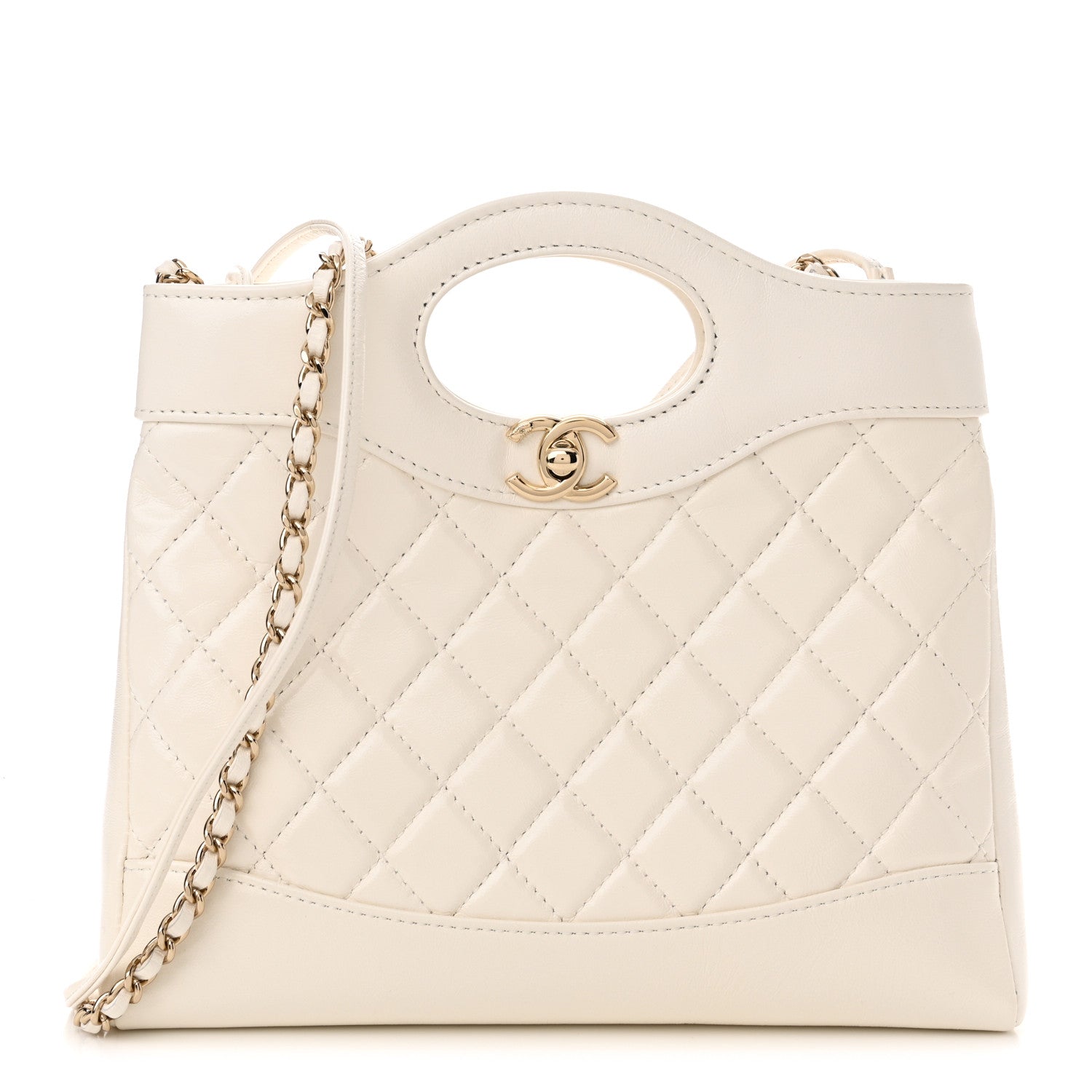 Chanel Shiny Lambskin Quilted Mini 31 Shopping Bag White 1 of 11