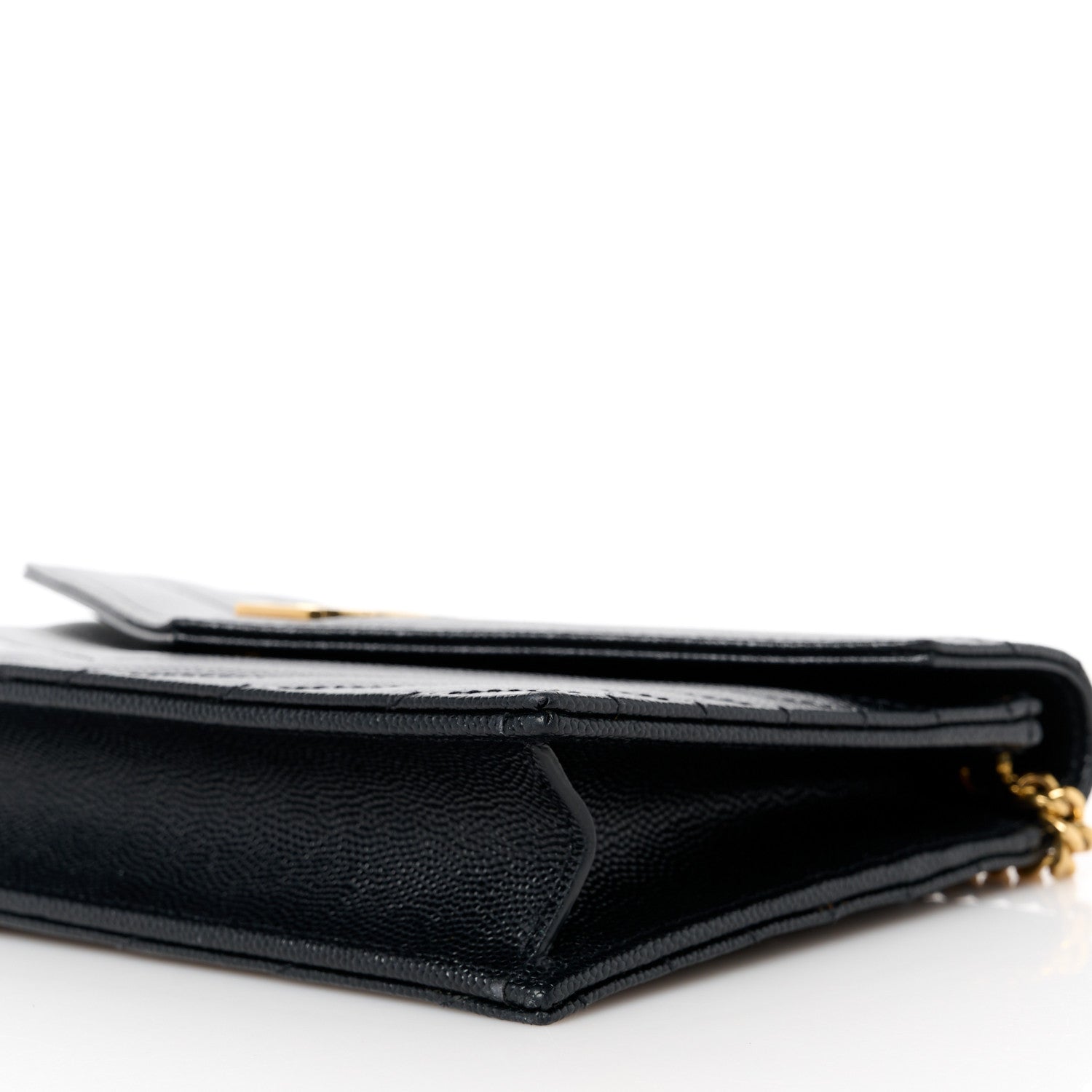 Saint Laurent Grain De Poudre Matelasse Chevron Monogram Envelope Chain Wallet Black 9 of 9