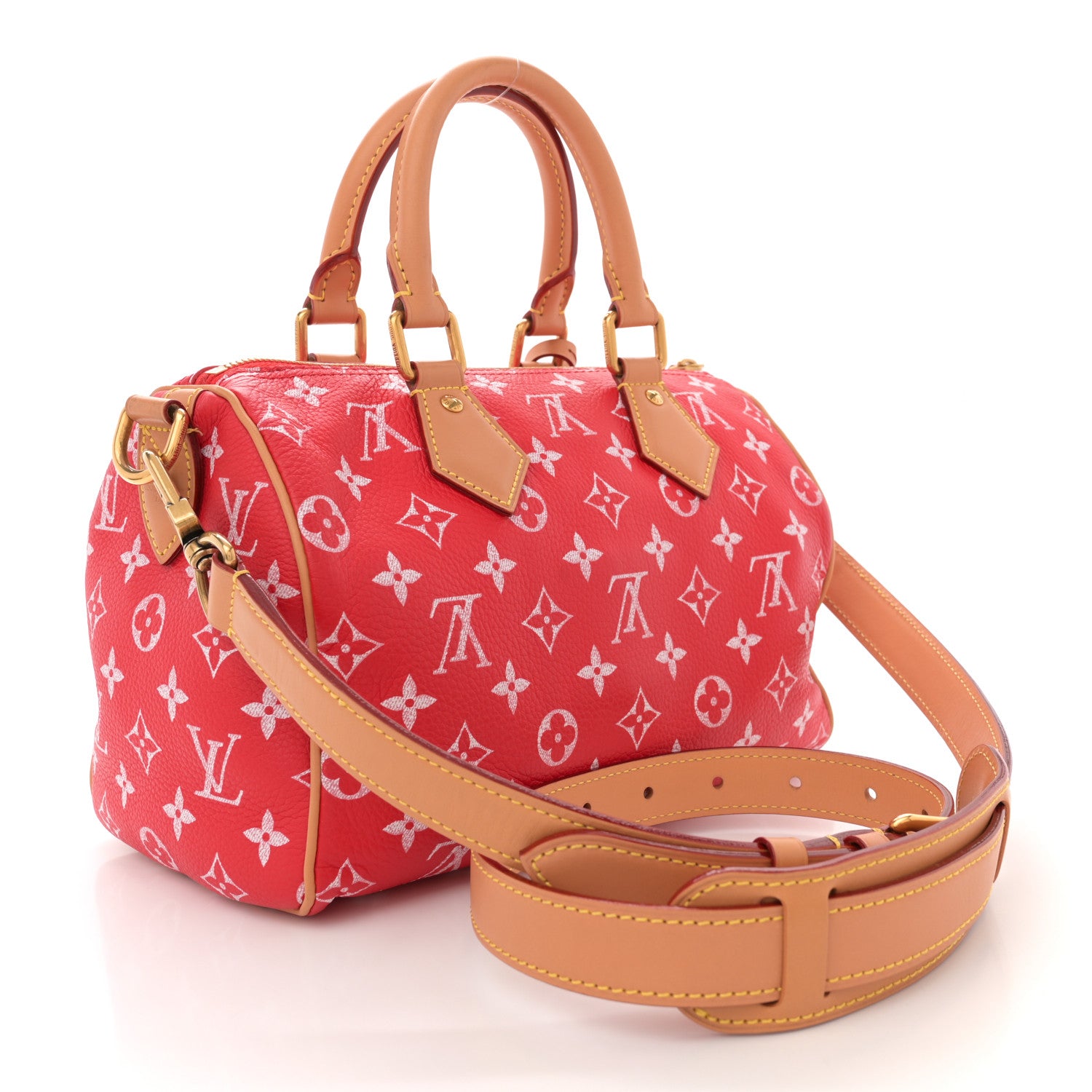 Louis Vuitton Soft Calfskin Monogram Speedy P9 Bandouliere 25 Red 4 of 12