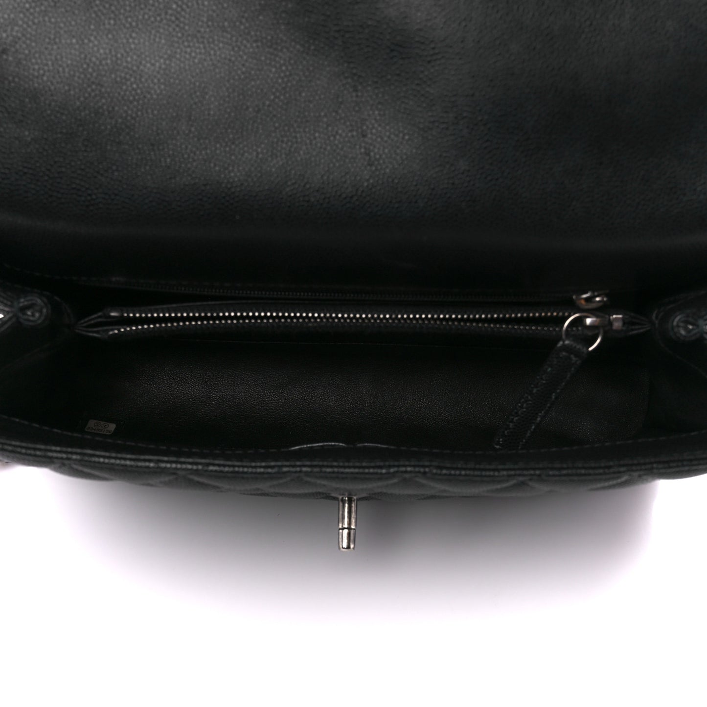 Caviar Lizard Quilted Small Coco Handle Flap Black