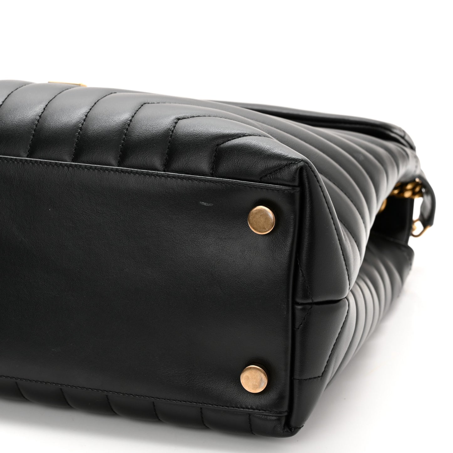 Calfskin Y Quilted Monogram Large Loulou Chain Satchel Black