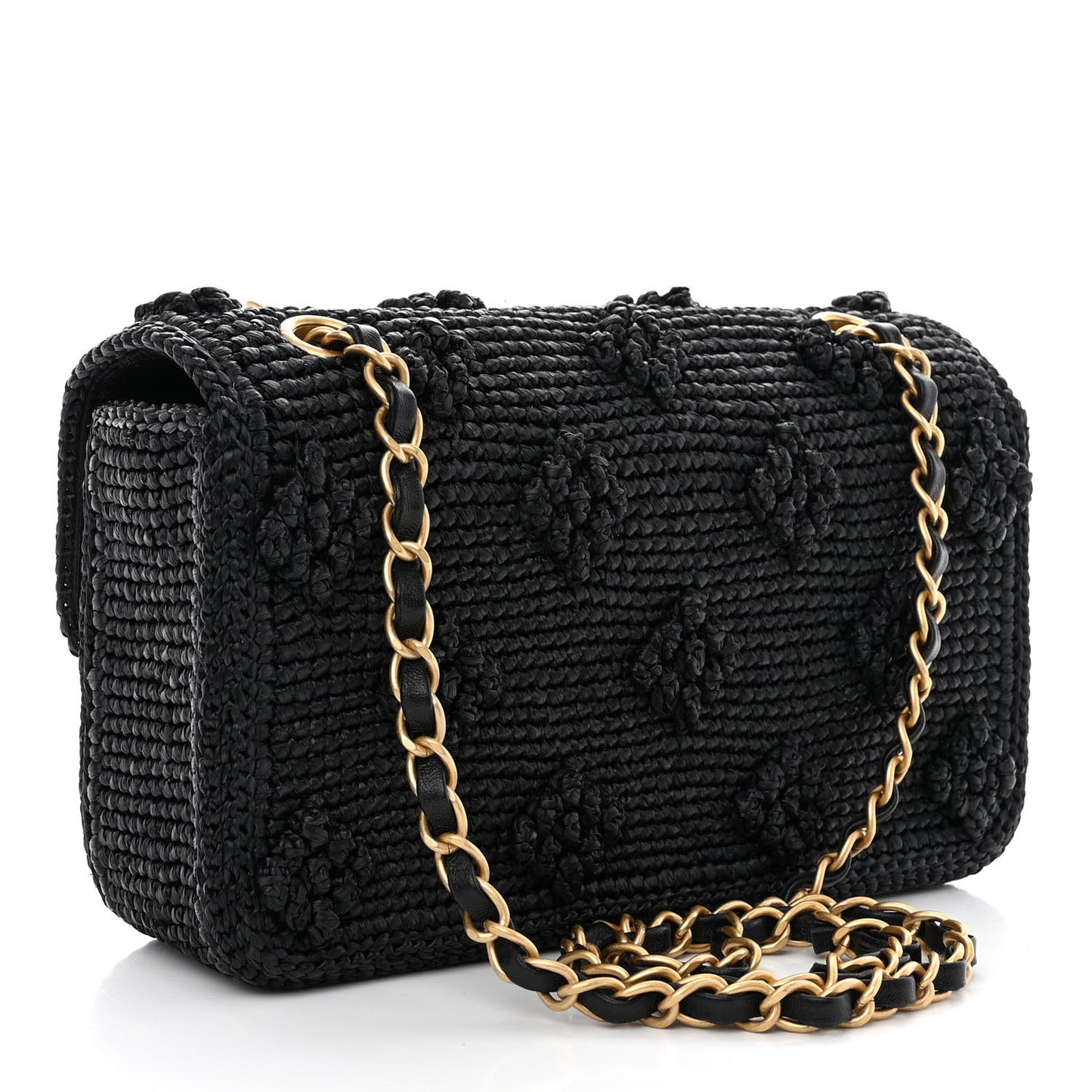 Raffia Dolce Raffia Flap Bag Black