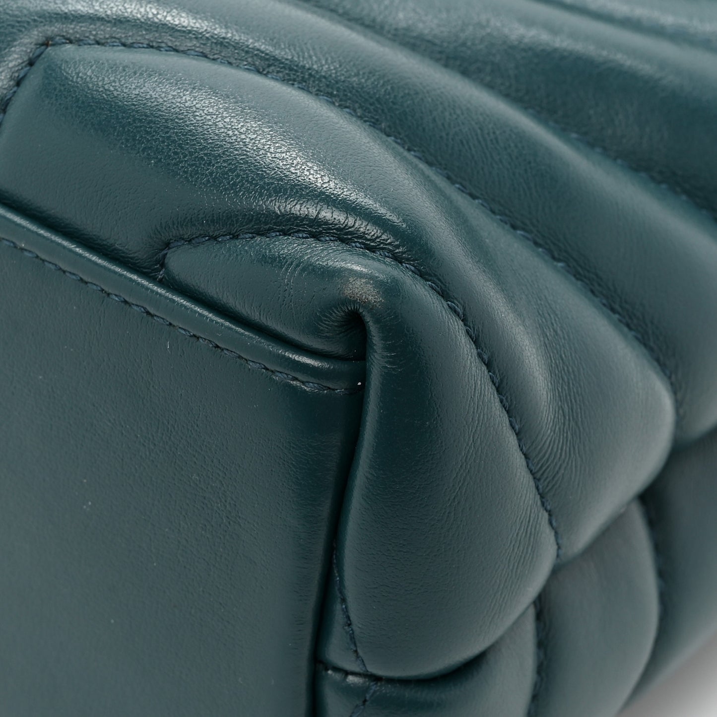 Calfskin Y Quilted Monogram Small Loulou Chain Satchel Green