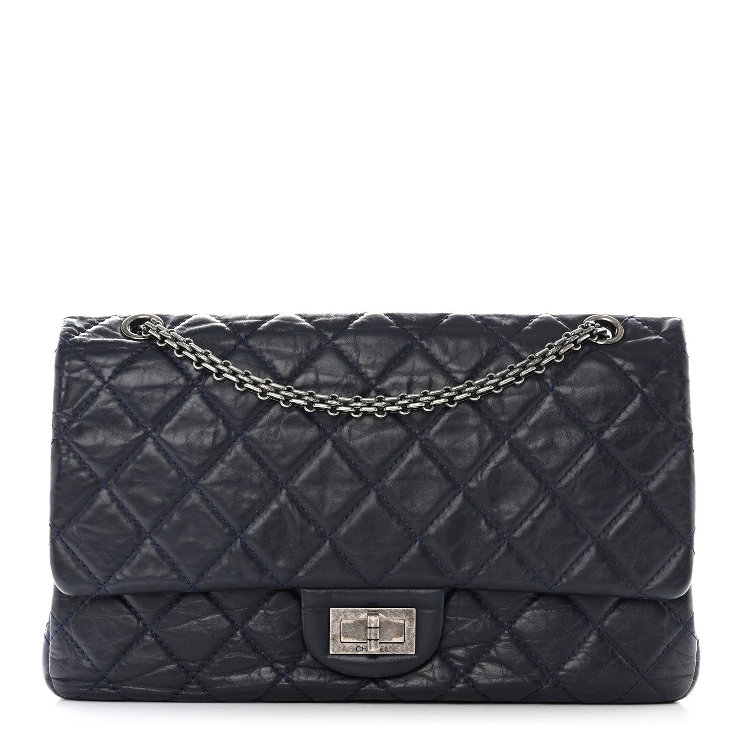 Chanel Aged Calfskin Quilted 2.55 Reissue 227 Flap Navy 1 of 10