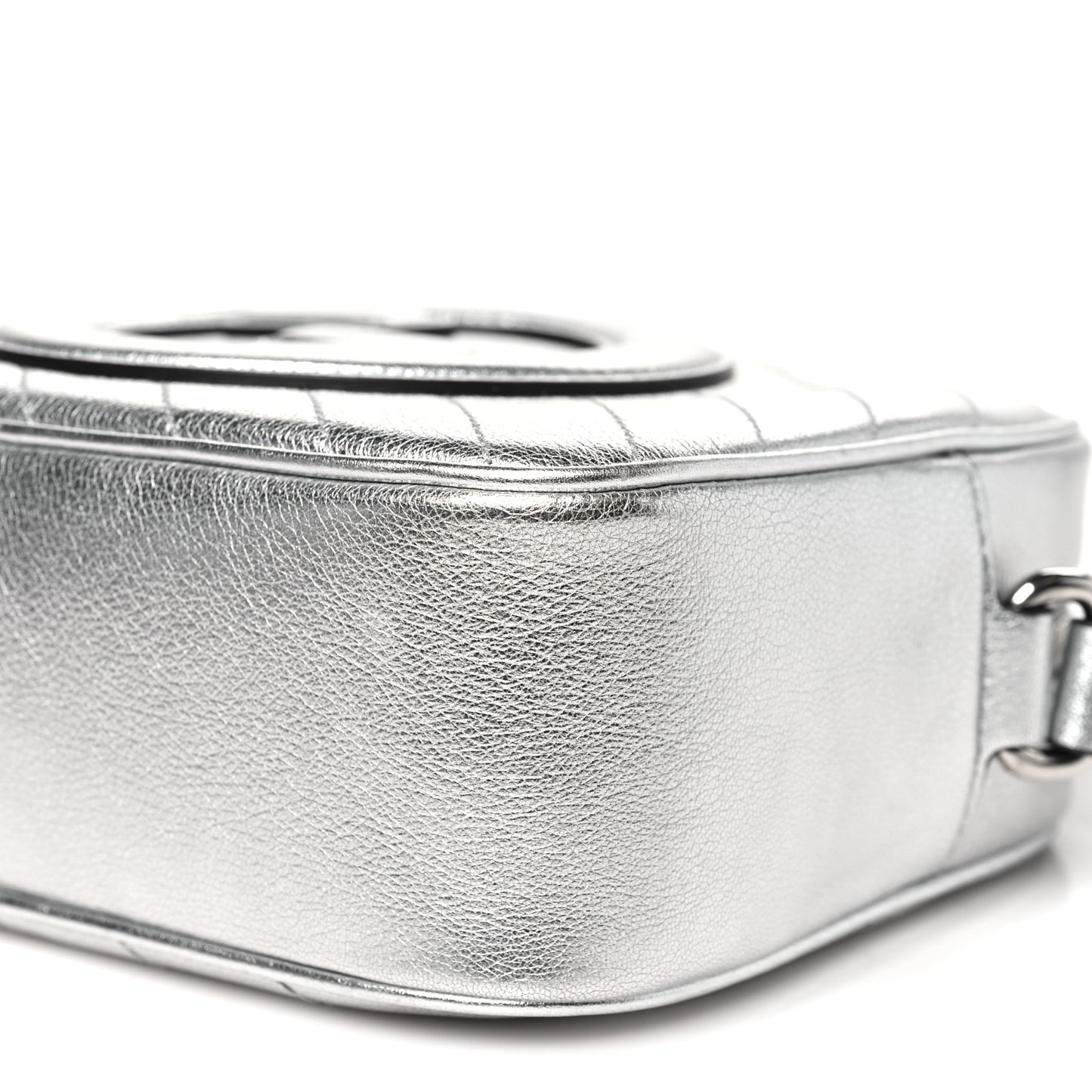 Metallic Sakai Be Green Calfskin Diagonal Stitched Small Blondie Shoulder Bag Silver