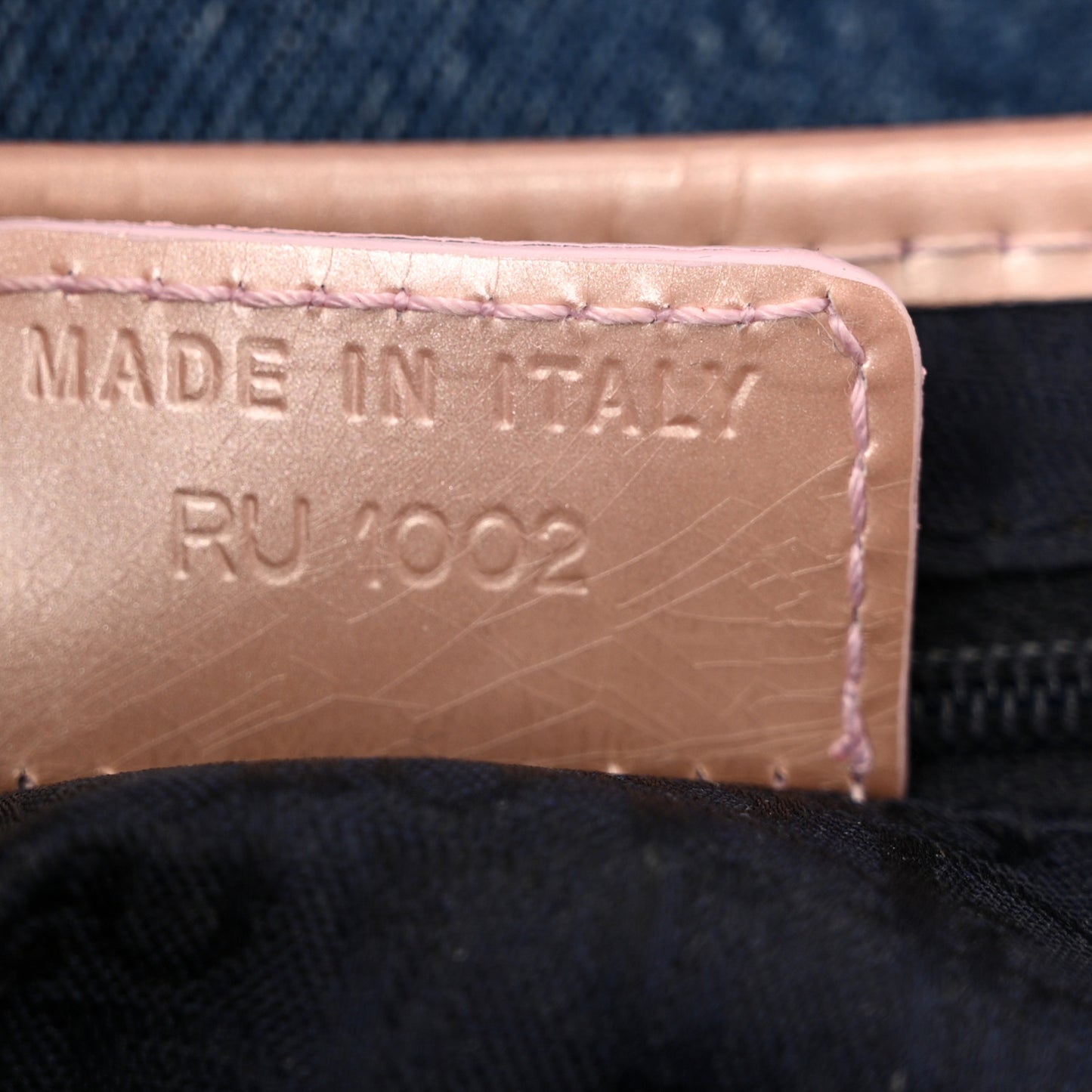 Patent Denim Jeans Saddle Bag Blue Pink
