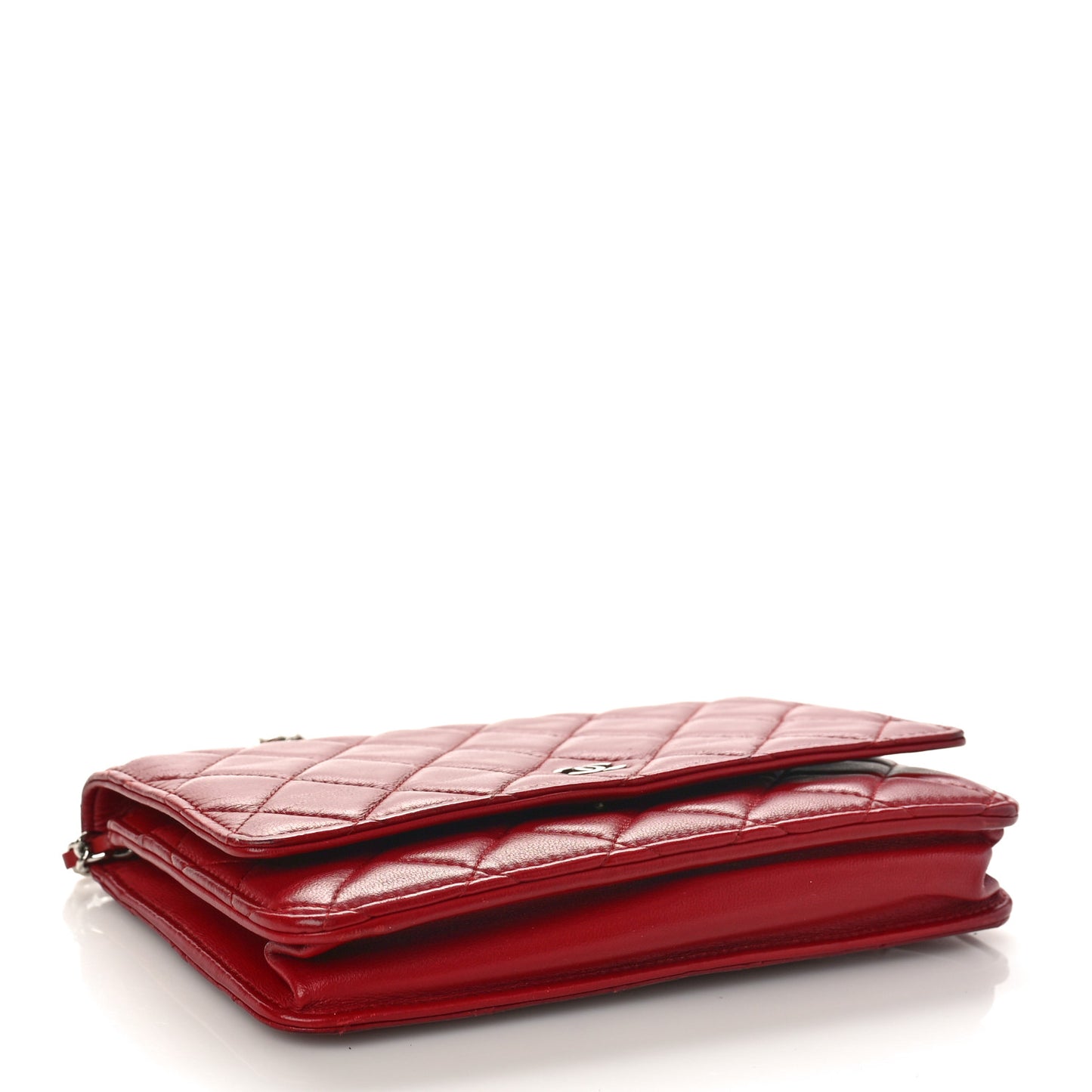 Lambskin Quilted Wallet On Chain WOC Red