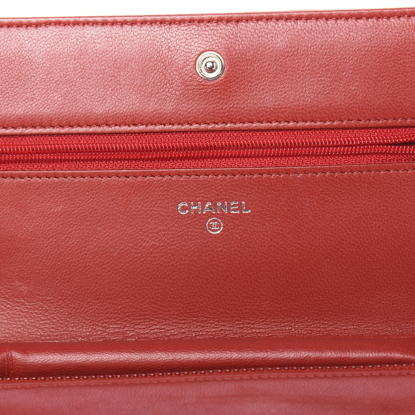 Lambskin Camellia Embossed Wallet On Chain WOC Red