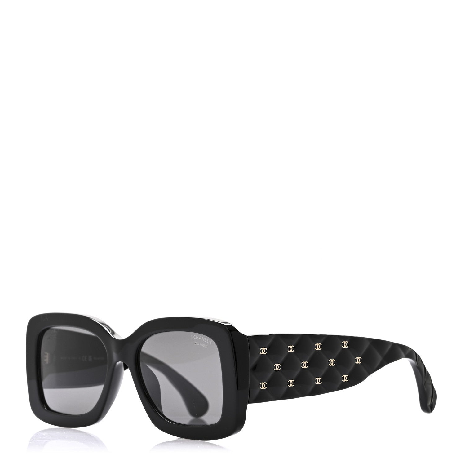 Chanel Acetate Quilted CC Rectangle Sunglasses 5483-A Black 