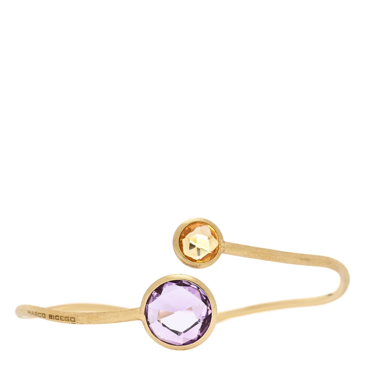 18K Yellow Gold Amethyst Citrine Jaipur Crossover Bangle Bracelet