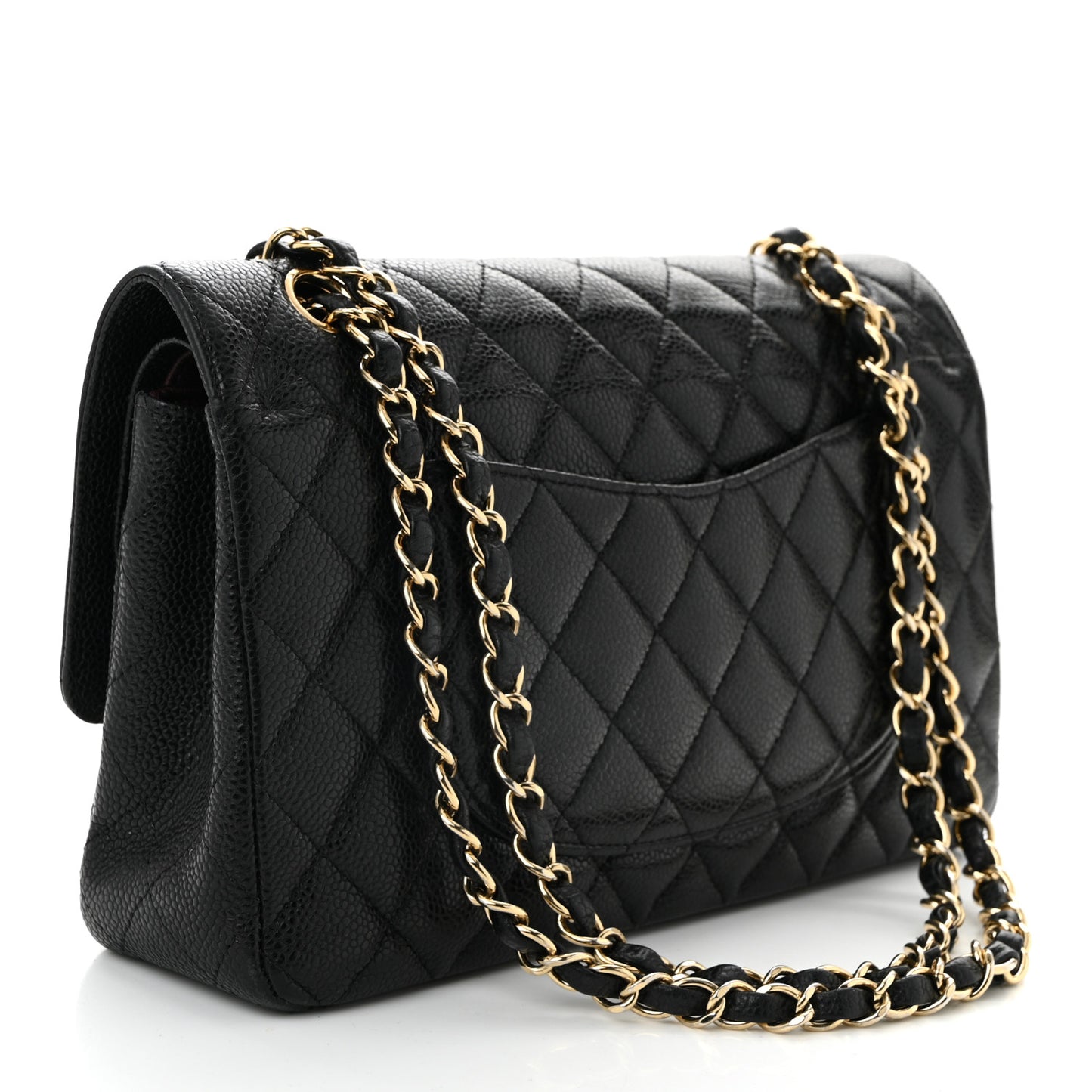 Caviar Quilted Medium Double Flap Black