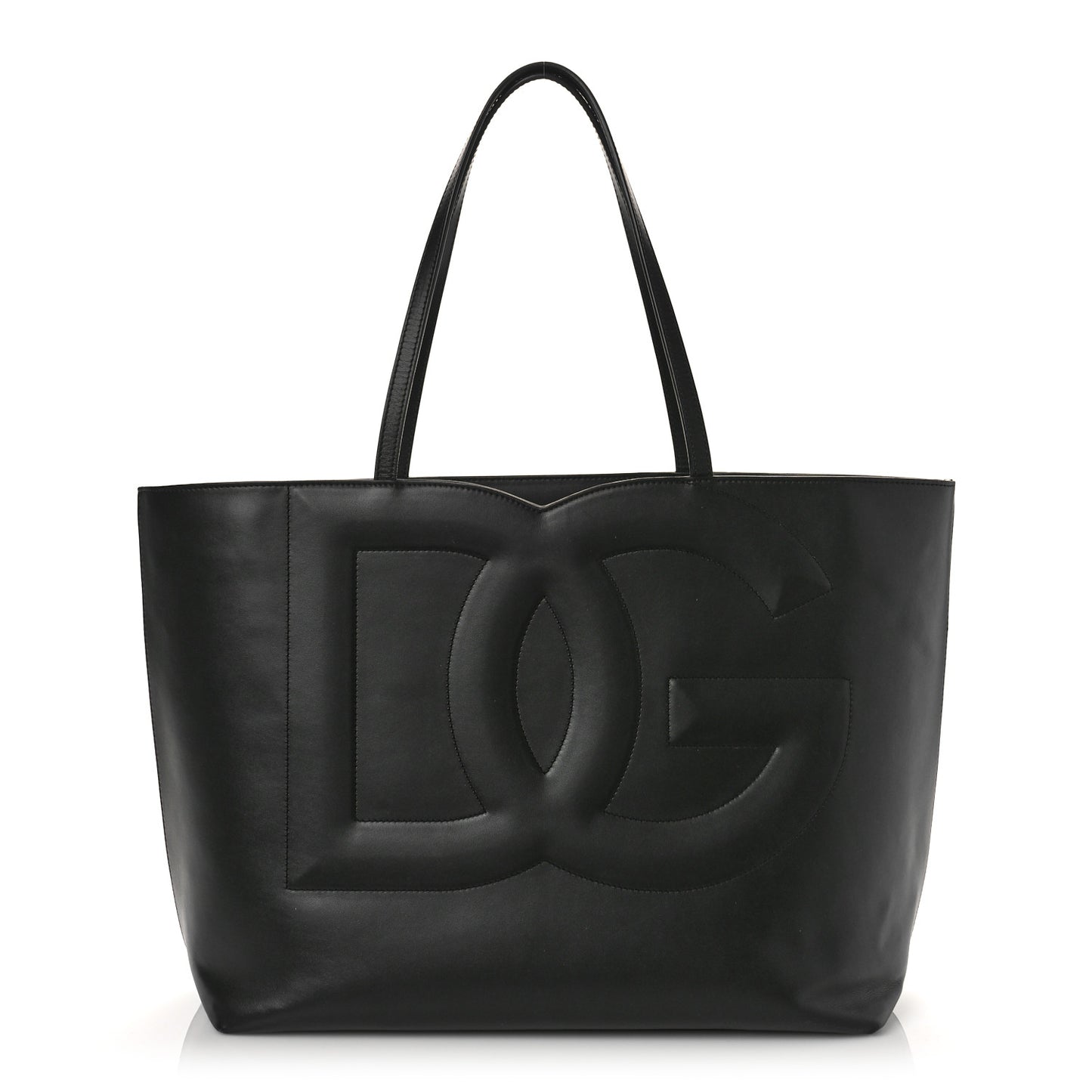 Calfskin DG Logo Shopper Tote Black