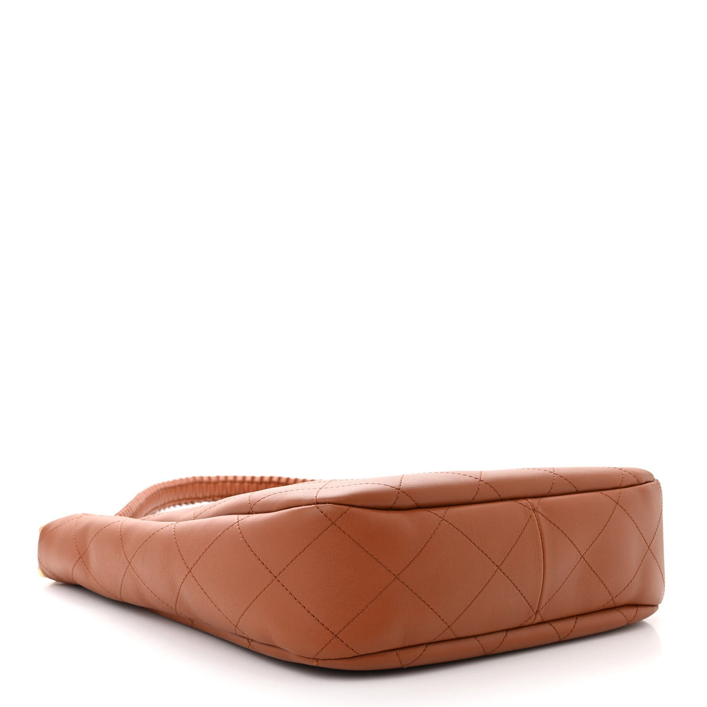 Calfskin Quilted Braided Handle Chain Hobo Brown