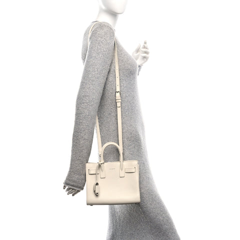 Grained Calfskin Nano Sac de Jour Dove White