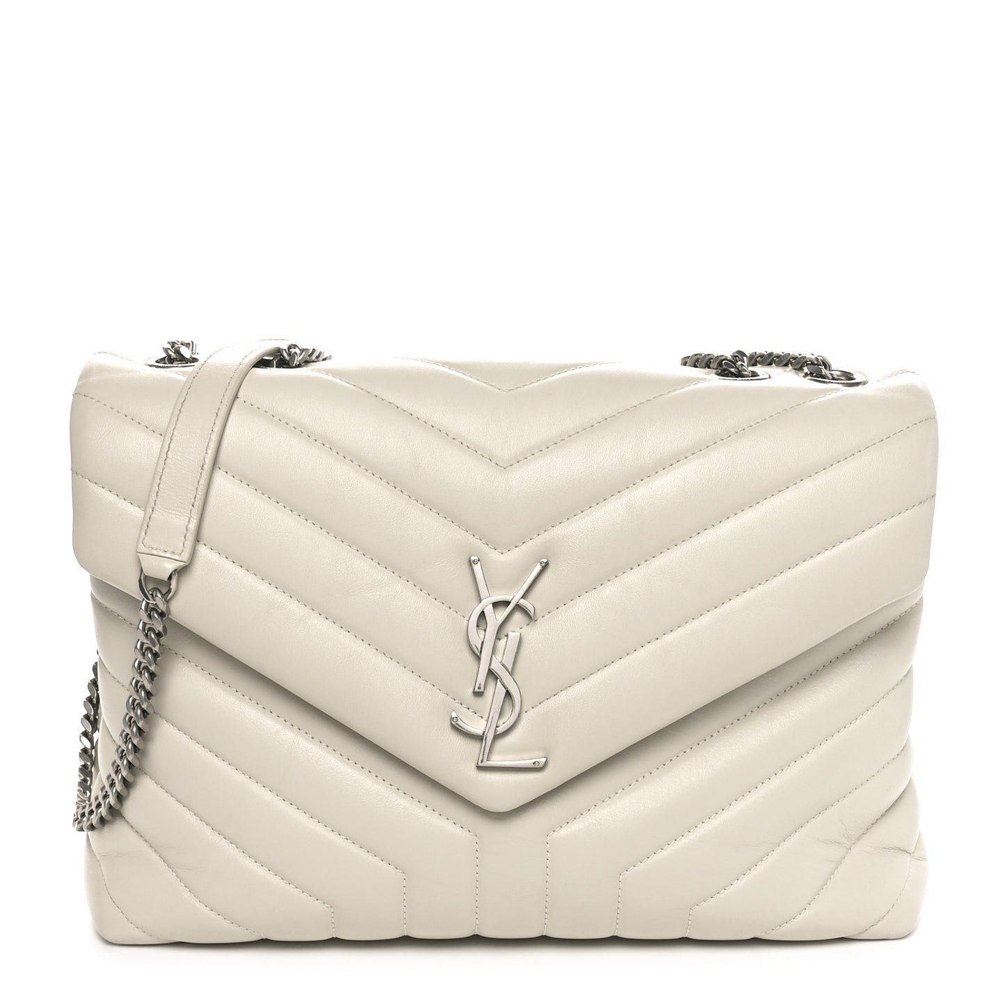 Calfskin Y Quilted Monogram Medium Loulou Chain Satchel Crema Soft