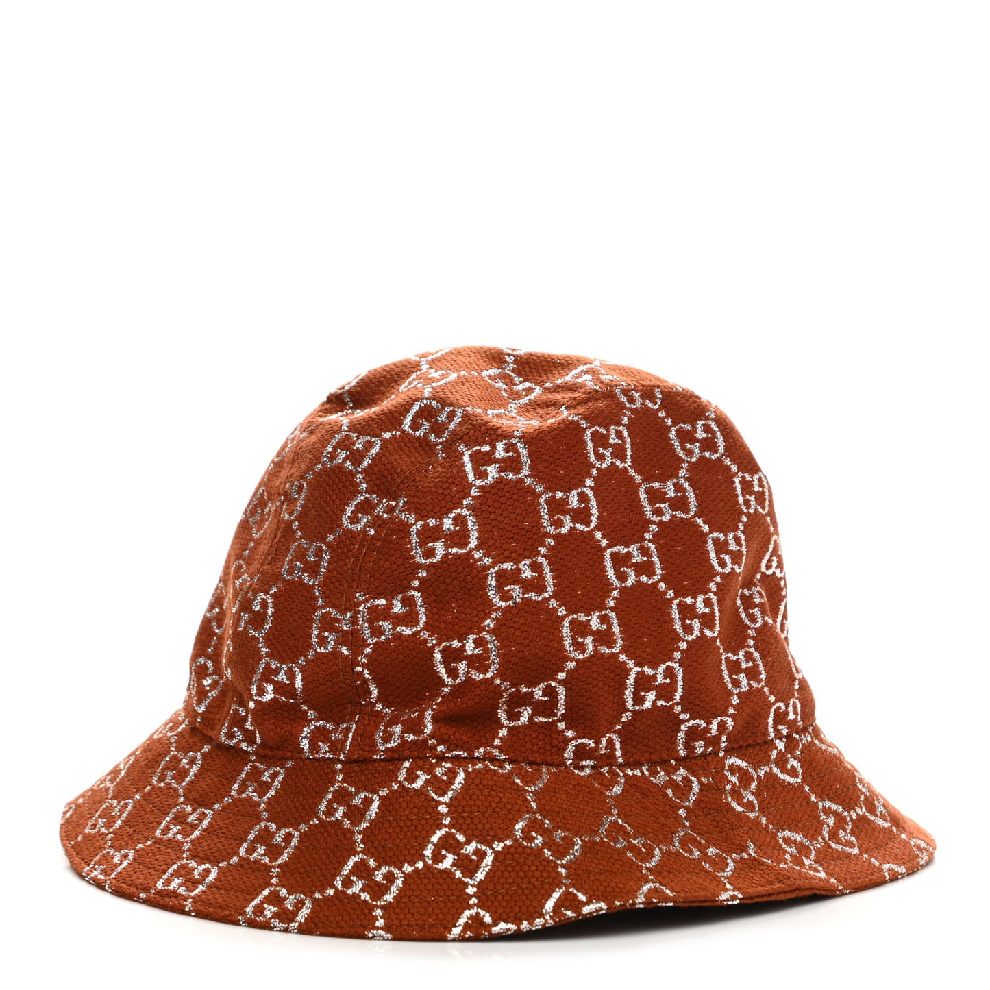 Canvas Lame GG Monogram Bucket Hat S Burnt Orange Silver