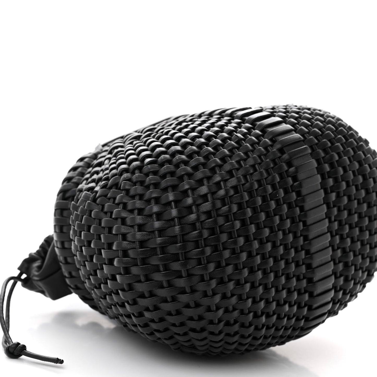 Calfskin Woven Mini Diamond Basket Bag Black