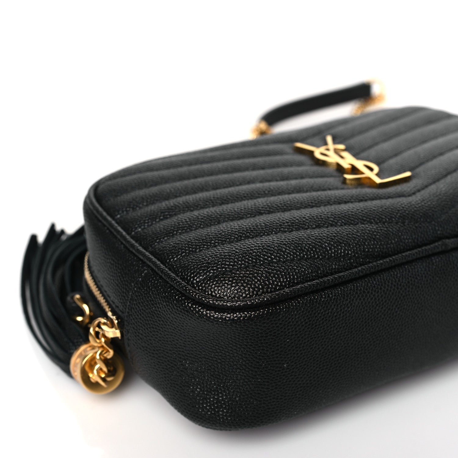 Saint Laurent Grain De Poudre Matelasse Monogram Mini Lou Camera Bag Black 8 of 9