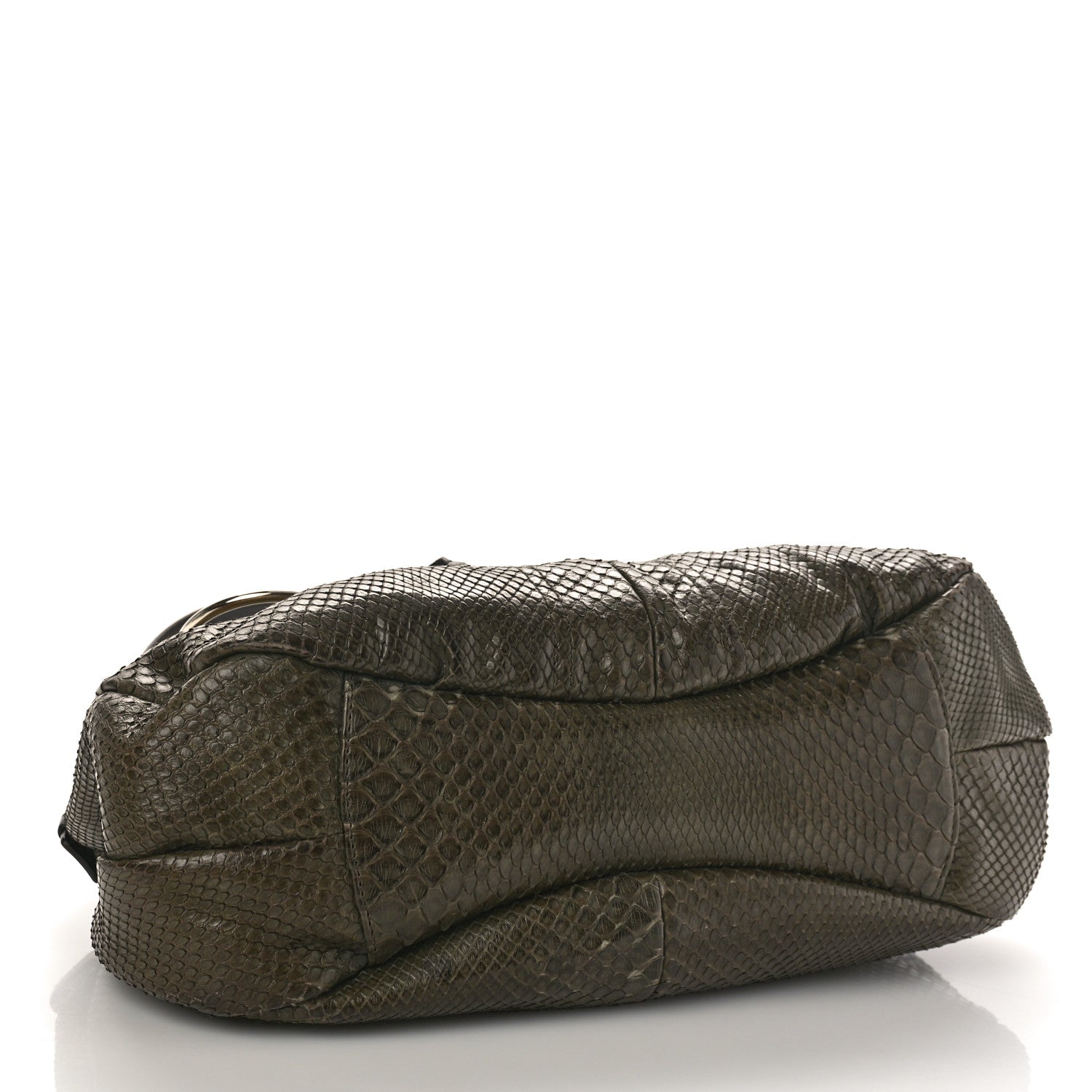 Saint Laurent Snakeskin Saharienne Shoulder Bag Green 4 of 9
