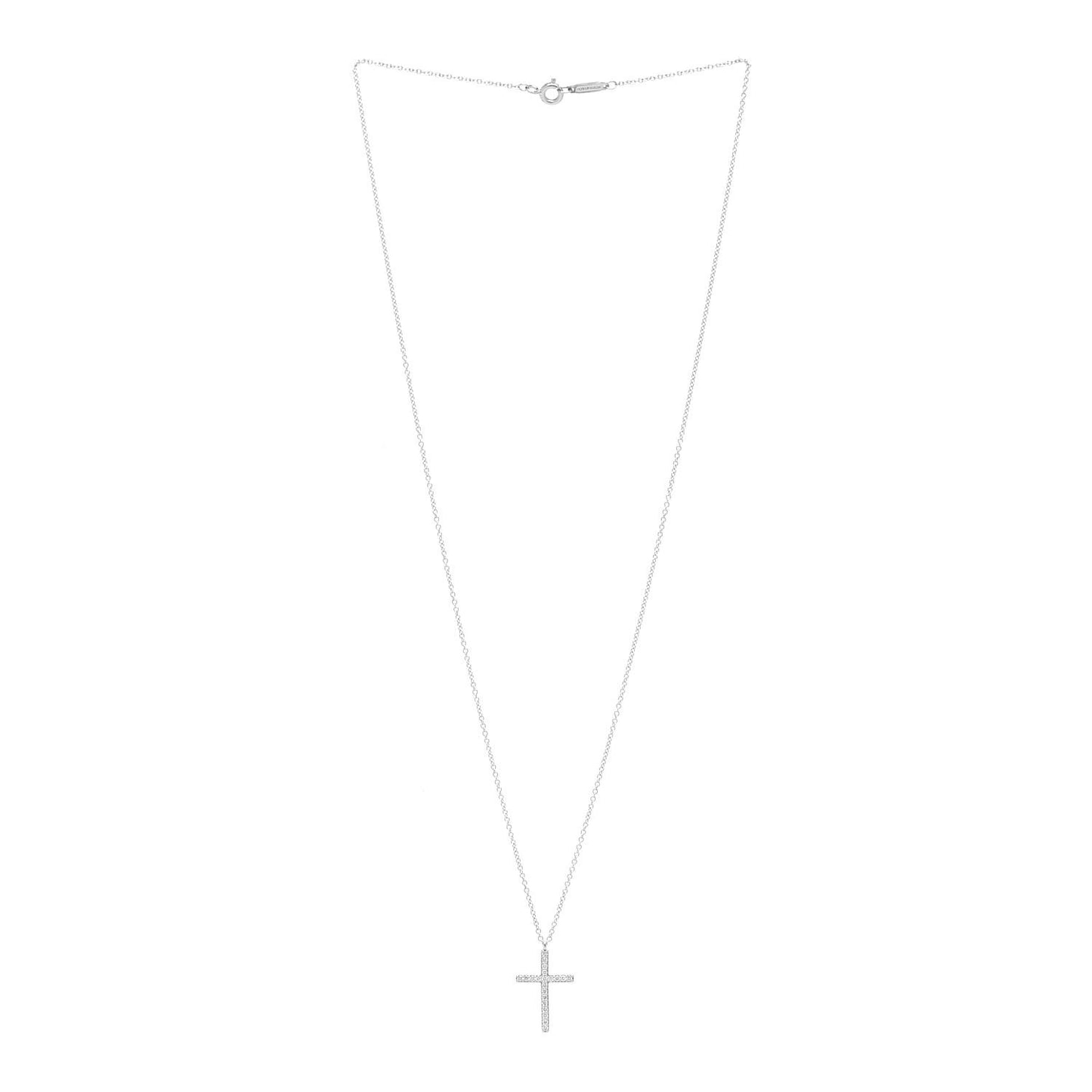 18K White Gold Diamond Medium Cross Pendant Necklace