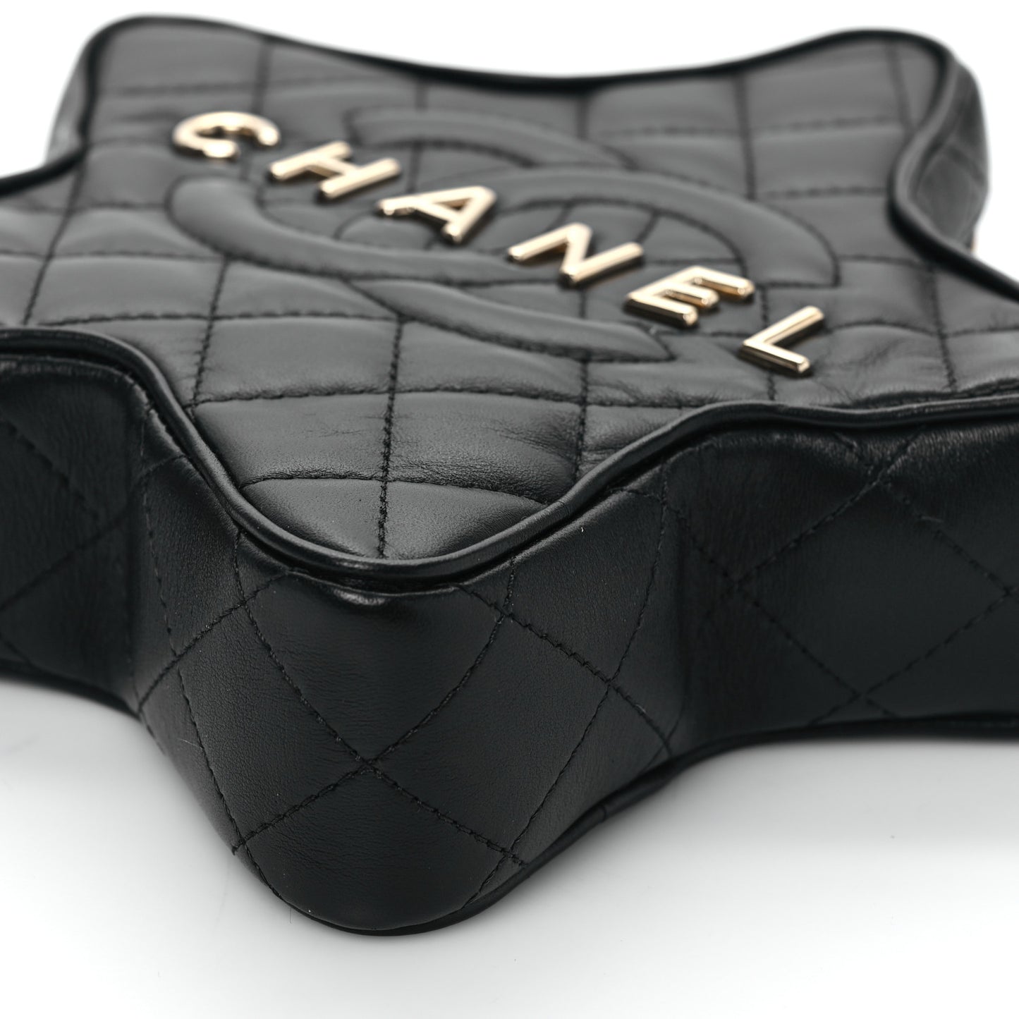 Lambskin Quilted Walk of Fame Star Bag Black