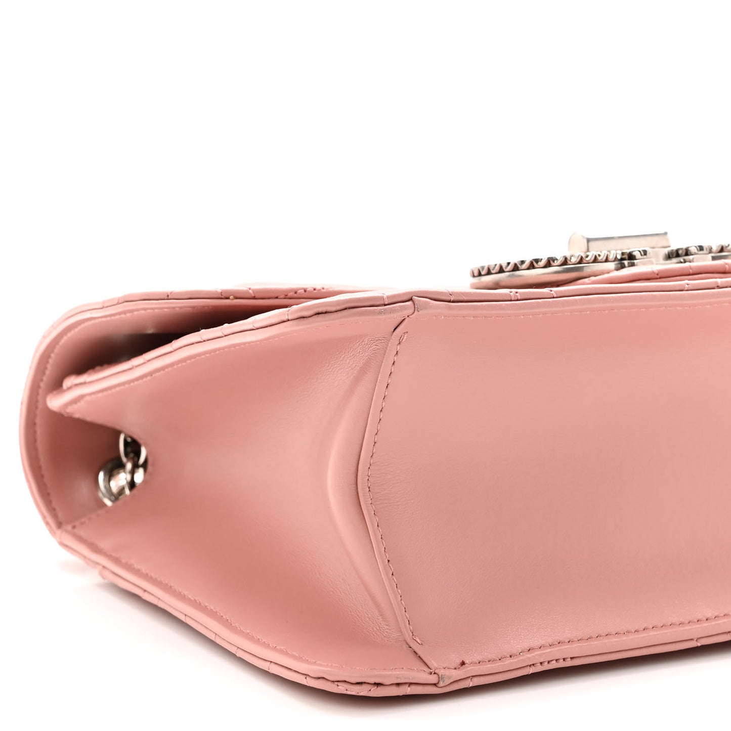 Calfskin Quilted Gancini Flap Bag Antique Rose