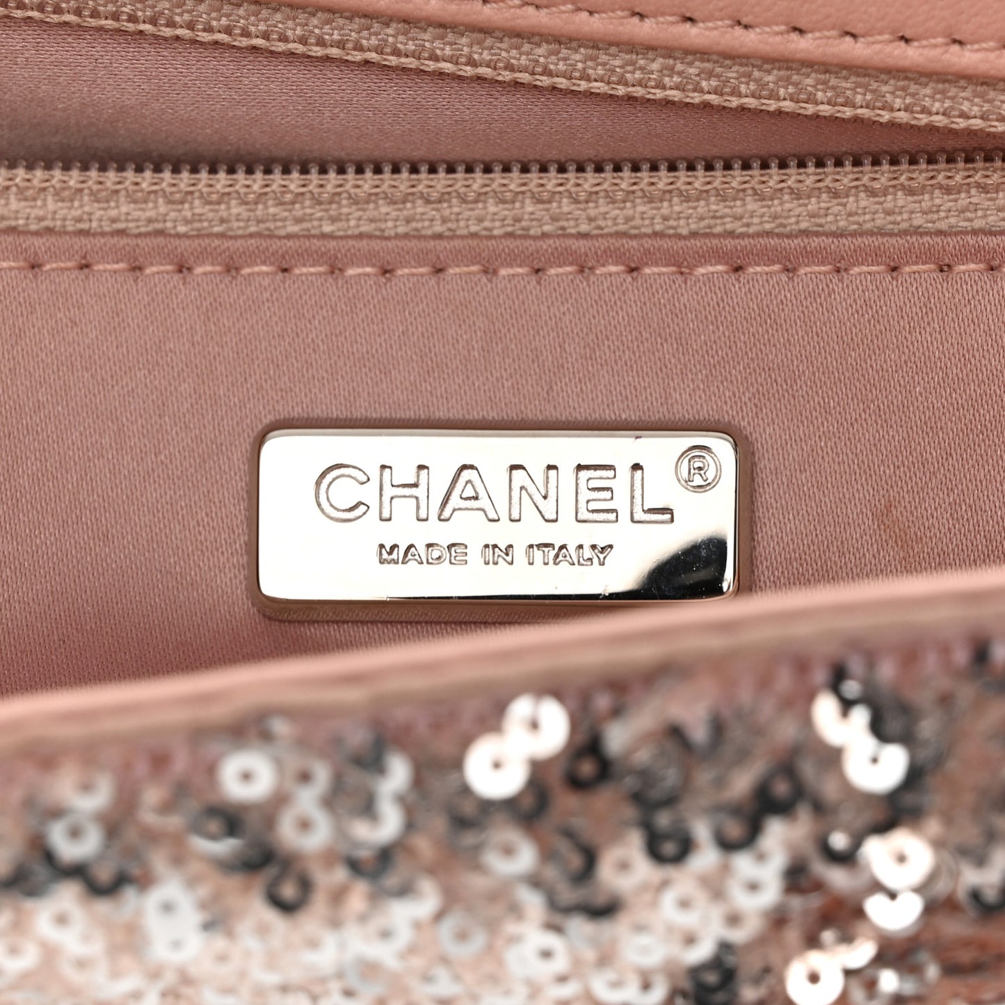 Sequin Mini Flap Light Pink Silver