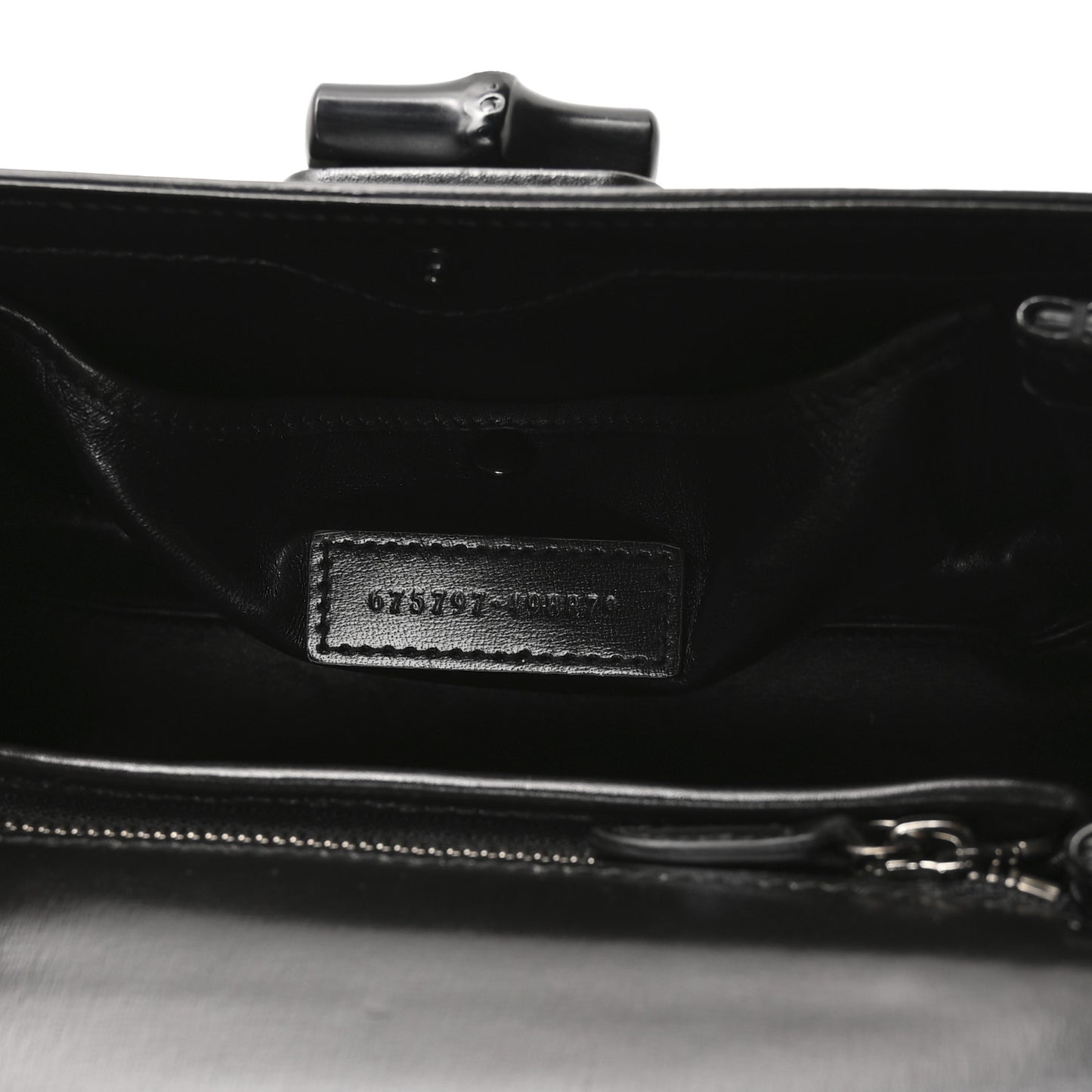 Boarded Dyana Lux Calfskin Web Monochrome Small Bamboo 1947 Top Handle Bag Black