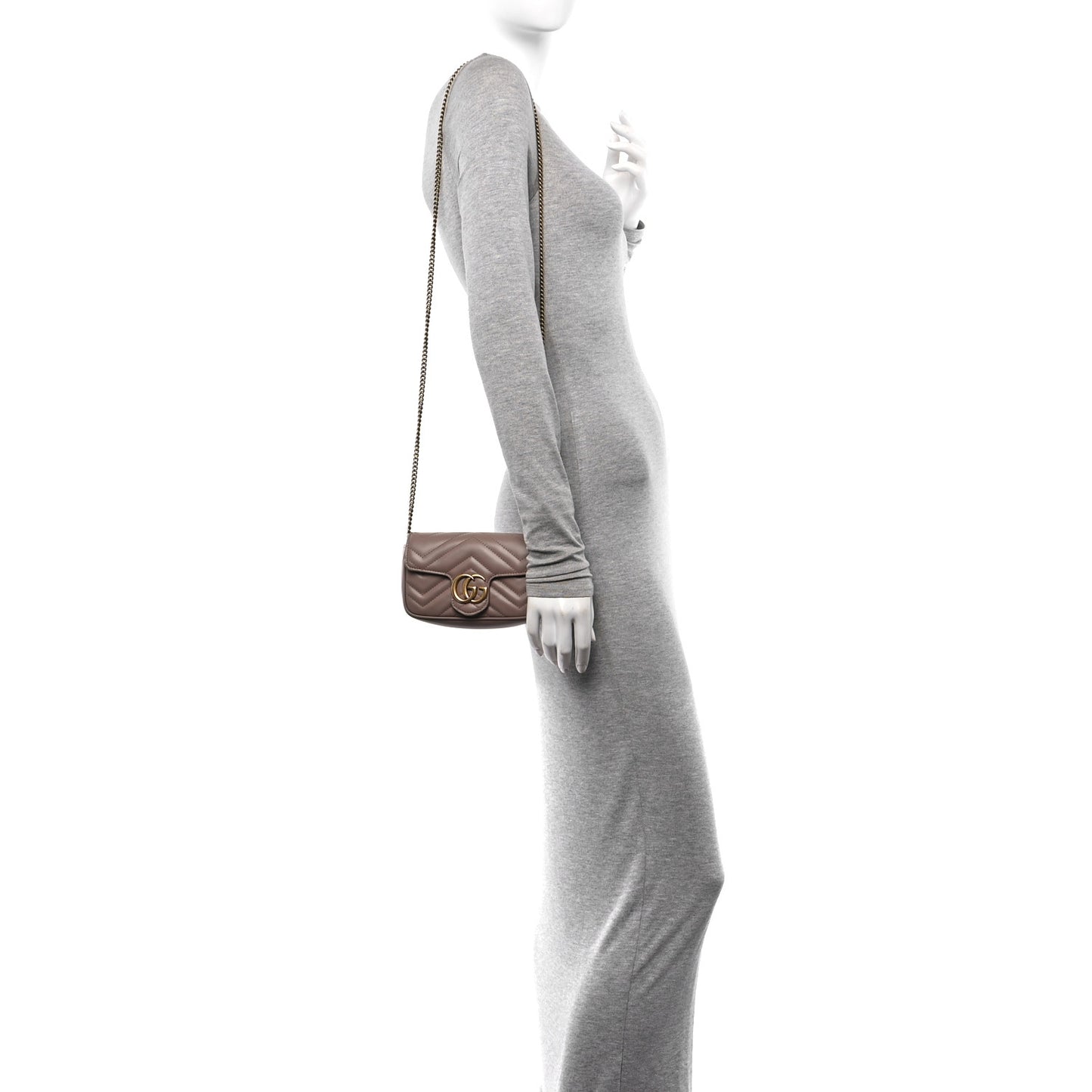 Calfskin Matelasse Super Mini GG Marmont Shoulder Bag Porcelain Rose