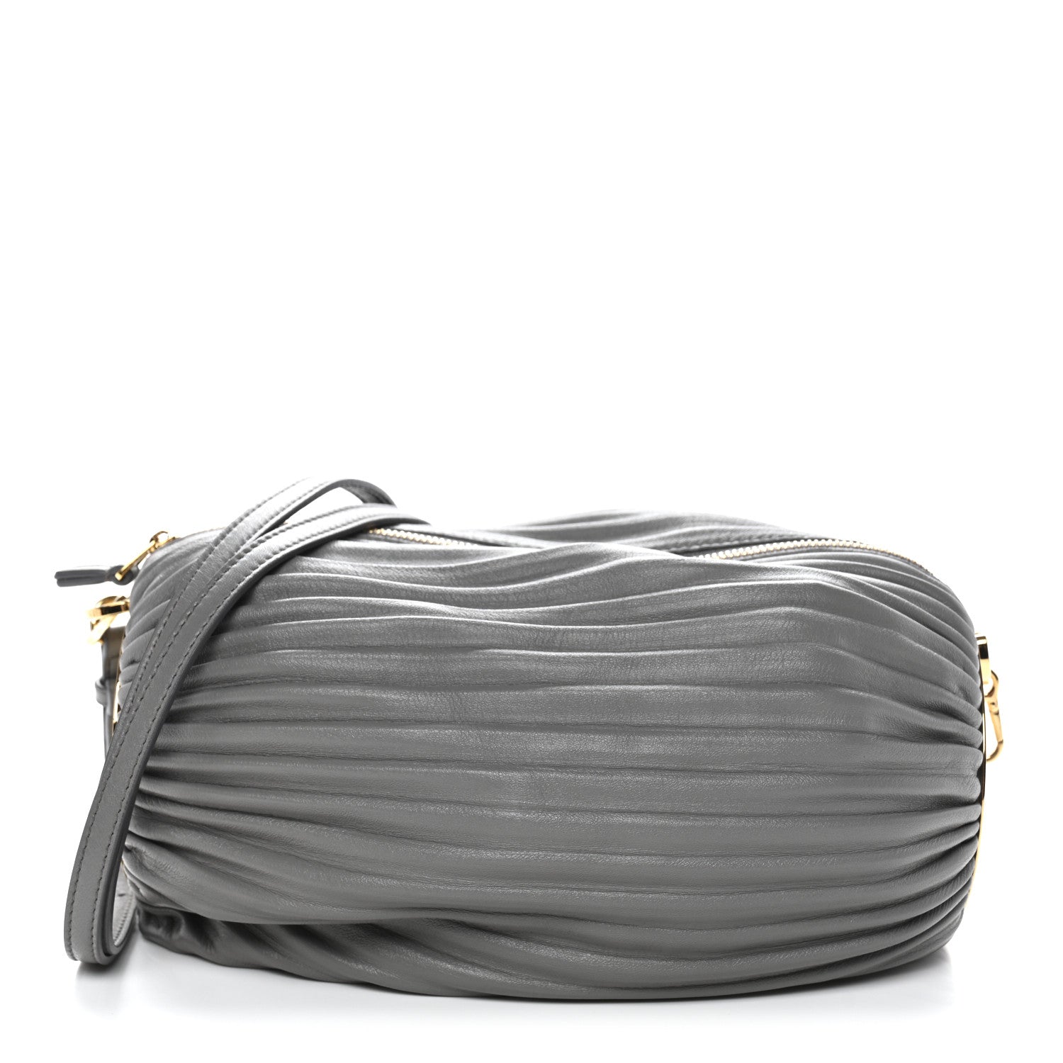 Loewe Lambskin Pleated Bracelet Pouch shoulder Bag Asphalt Grey