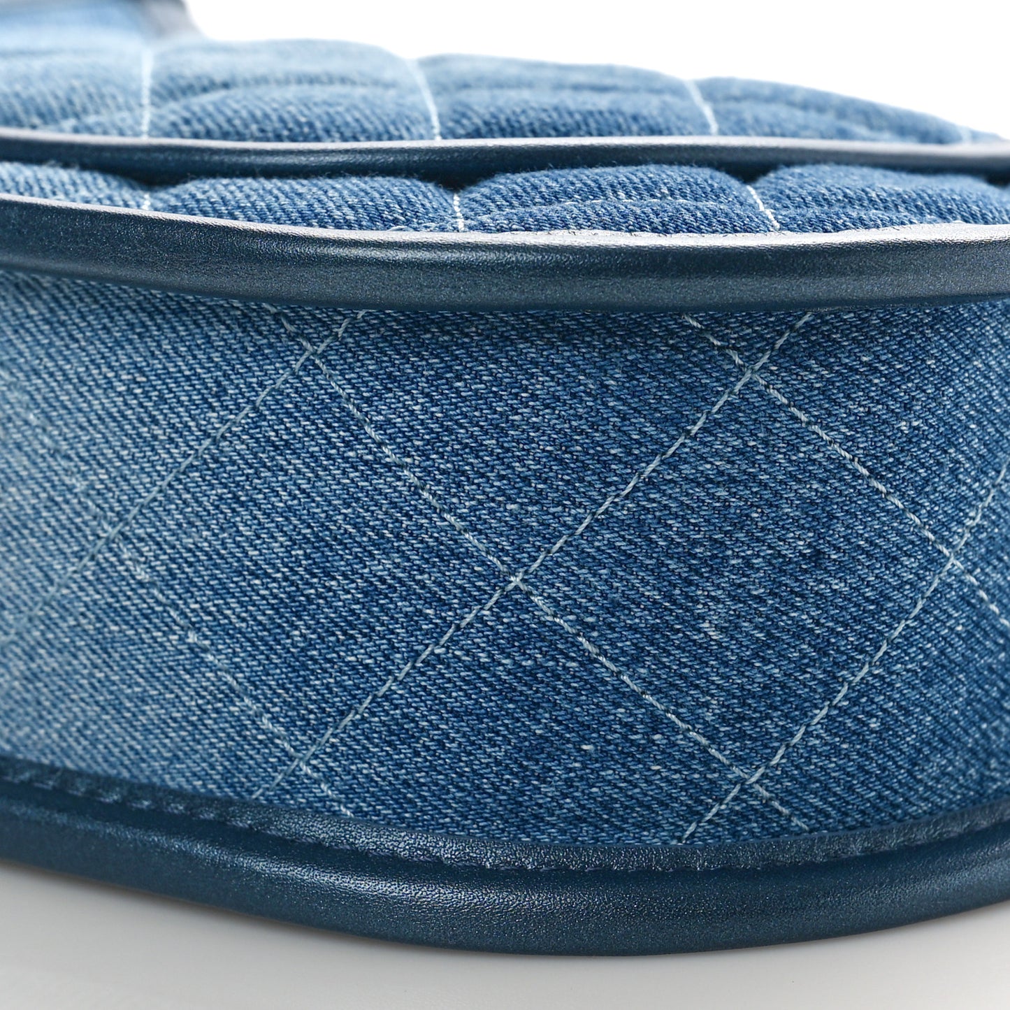 Washed Denim Quilted Hobo Blue