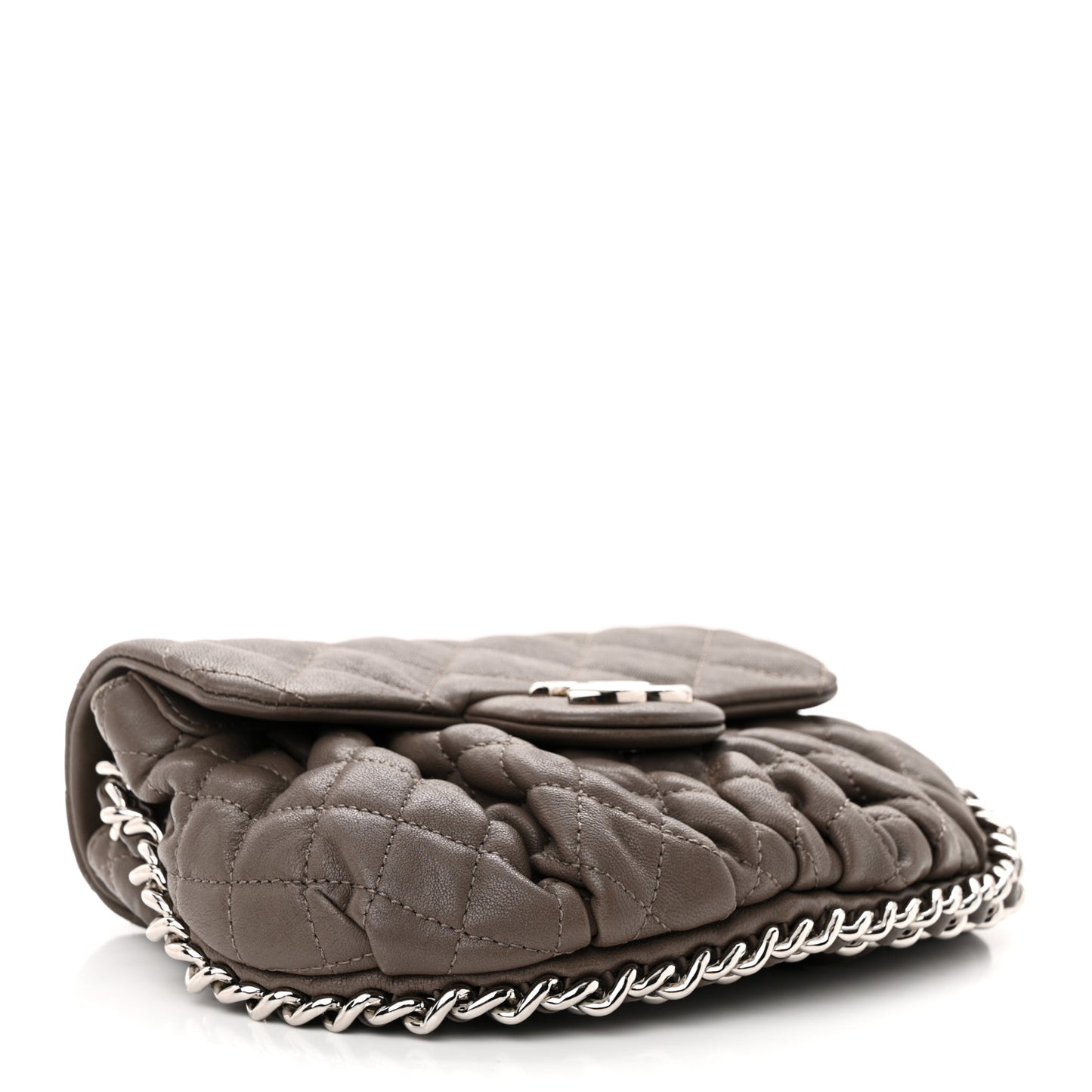 Washed Lambskin Quilted Mini Chain Around Flap Taupe