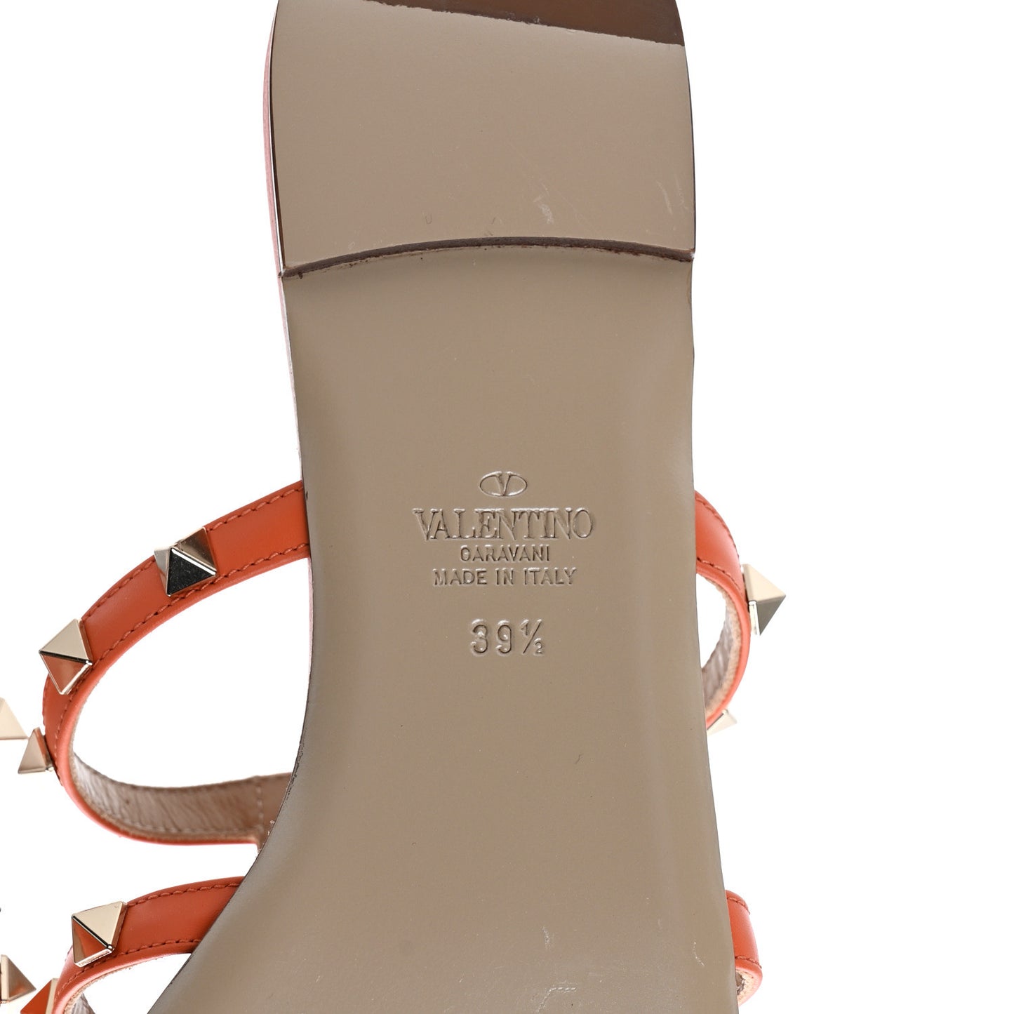 Nappa Rockstud Caged Flat Slide Sandals 39.5 Orange Zest