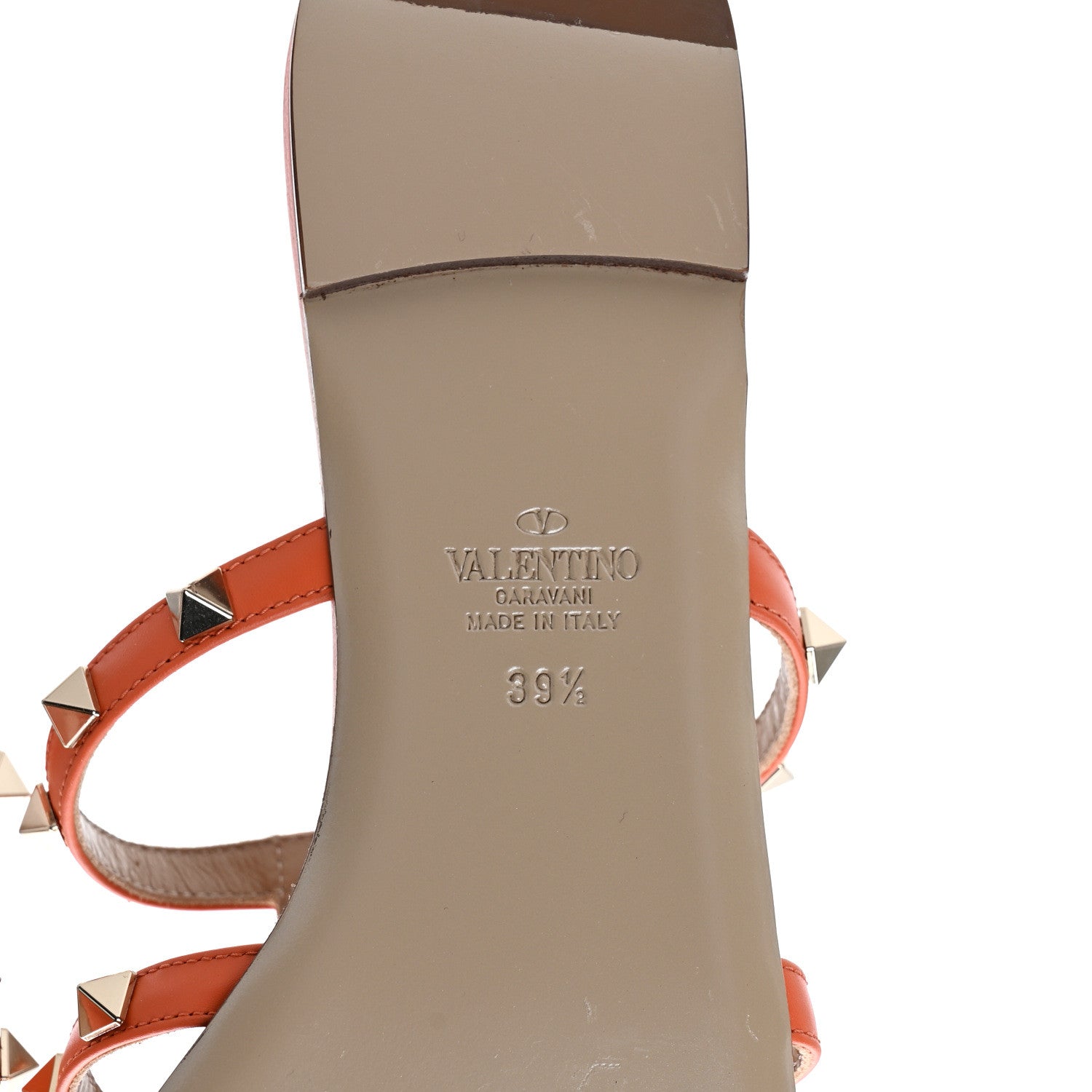 Valentino Garavani Nappa Rockstud Caged Flat Slide Sandals 39.5 Orange Zest 6 of 8