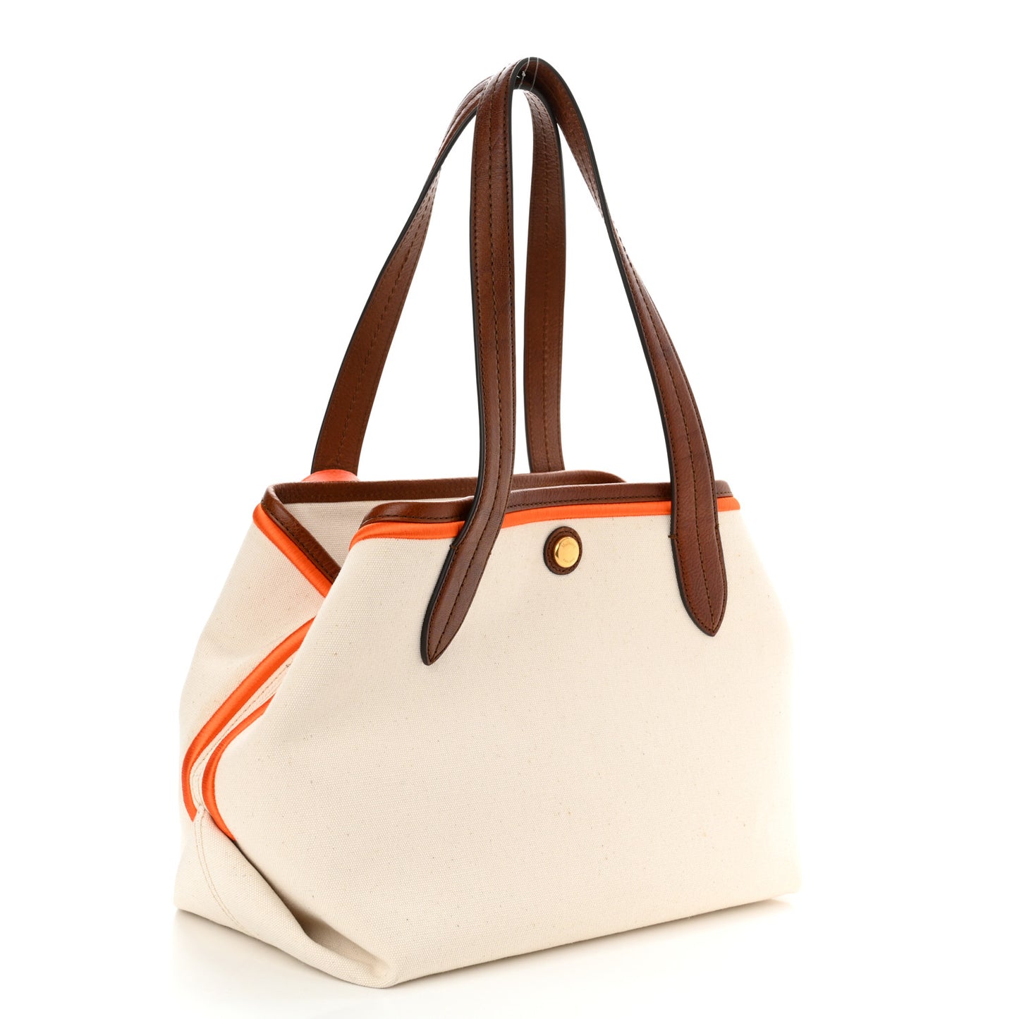 Calfskin Canvas Small Tote Ecru Oak