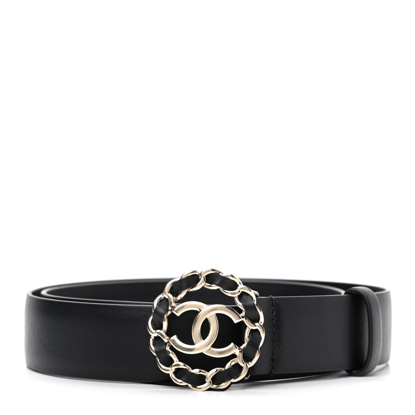Calfskin CC Chain Belt 75 30 Black