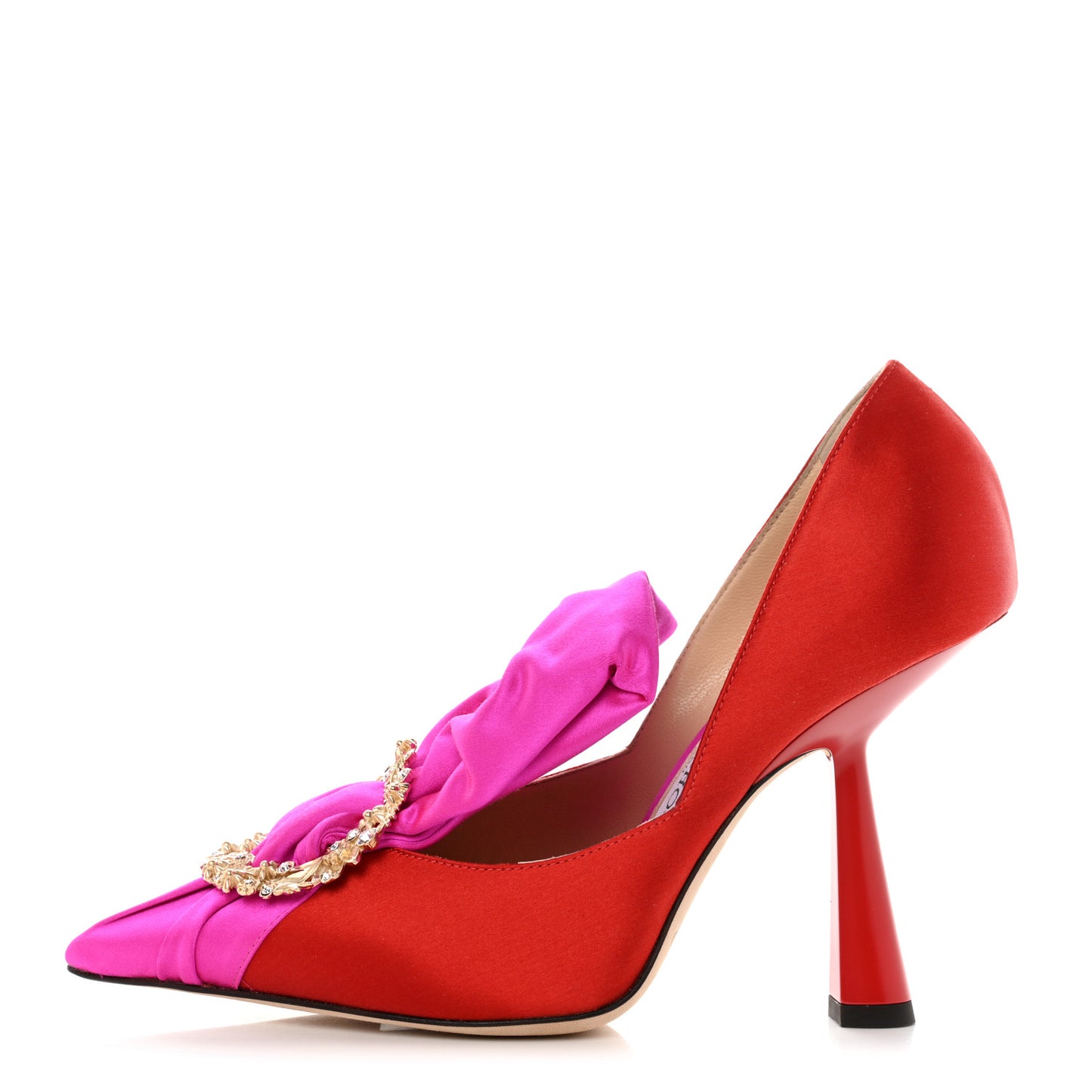 Satin Crystal Embellished Lyz 100 Pumps 36 Fuchsia Chilli